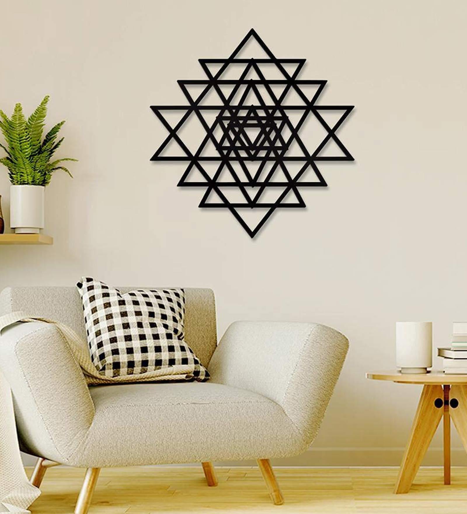 Black Steel Geometric Triangle Wall Art