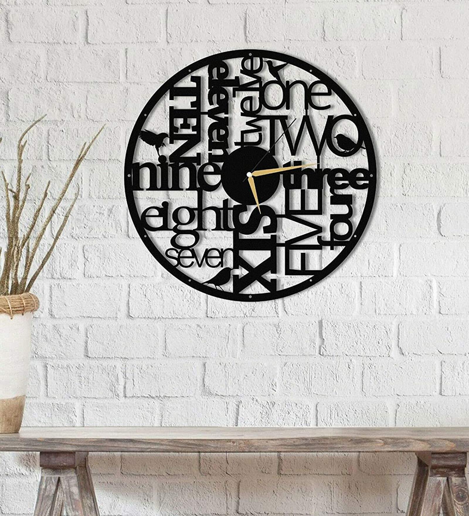 Buy Black Steel Numerical Wall Clock at 26% OFF by WallCentre | Pepperfry