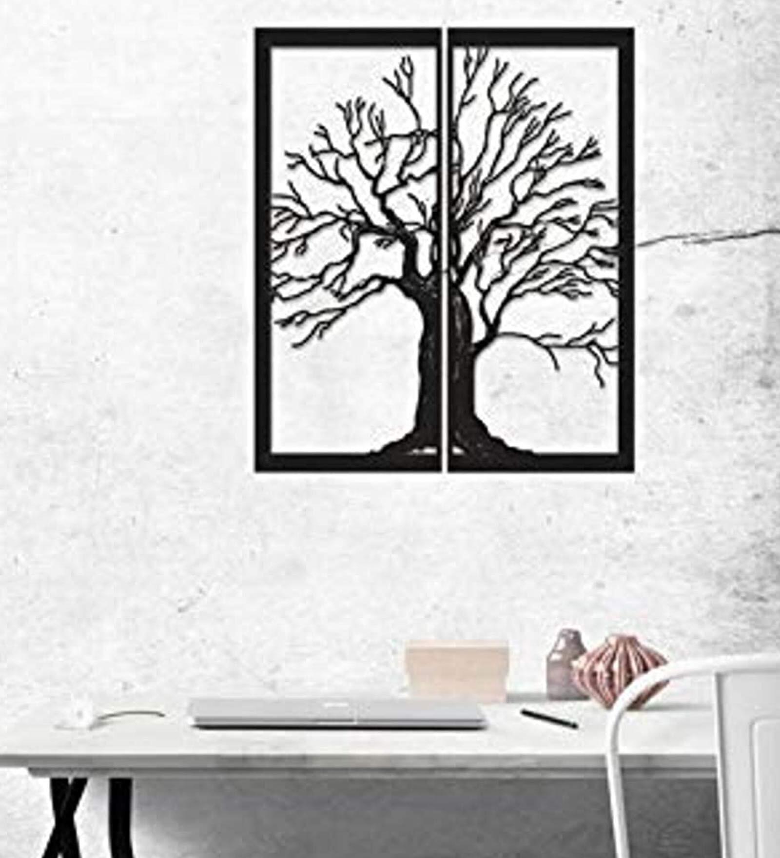 Buy Black Steel Tree Of Life Broken 2 Panel Wall Art at 26 OFF by