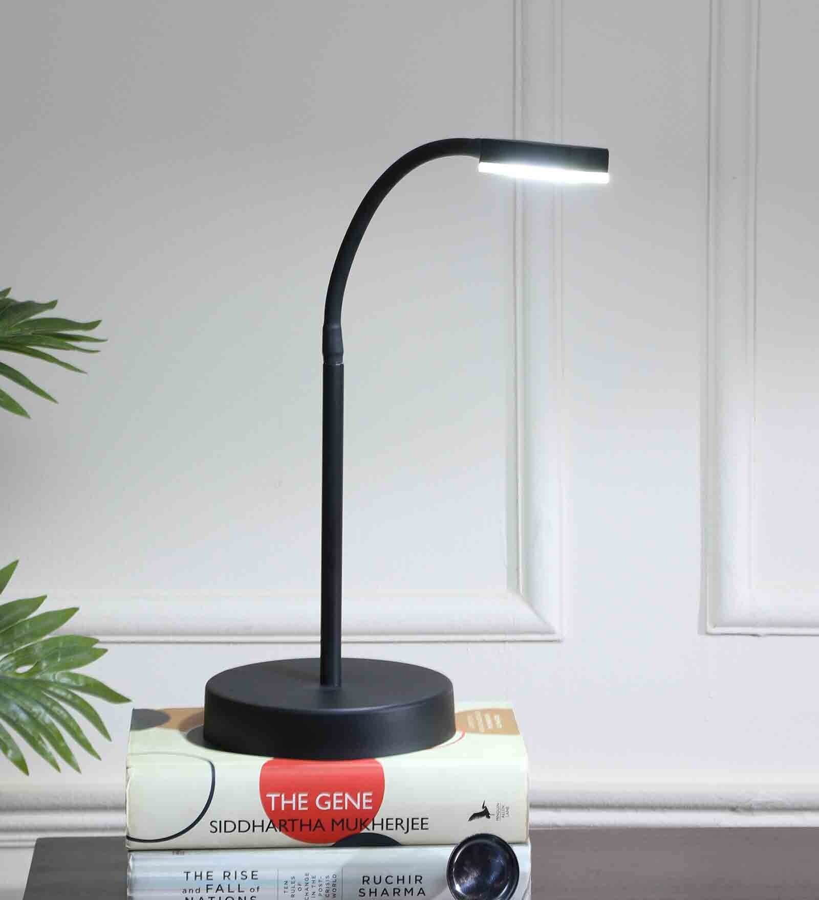 Black Study Lamp With Stainless Steel Base