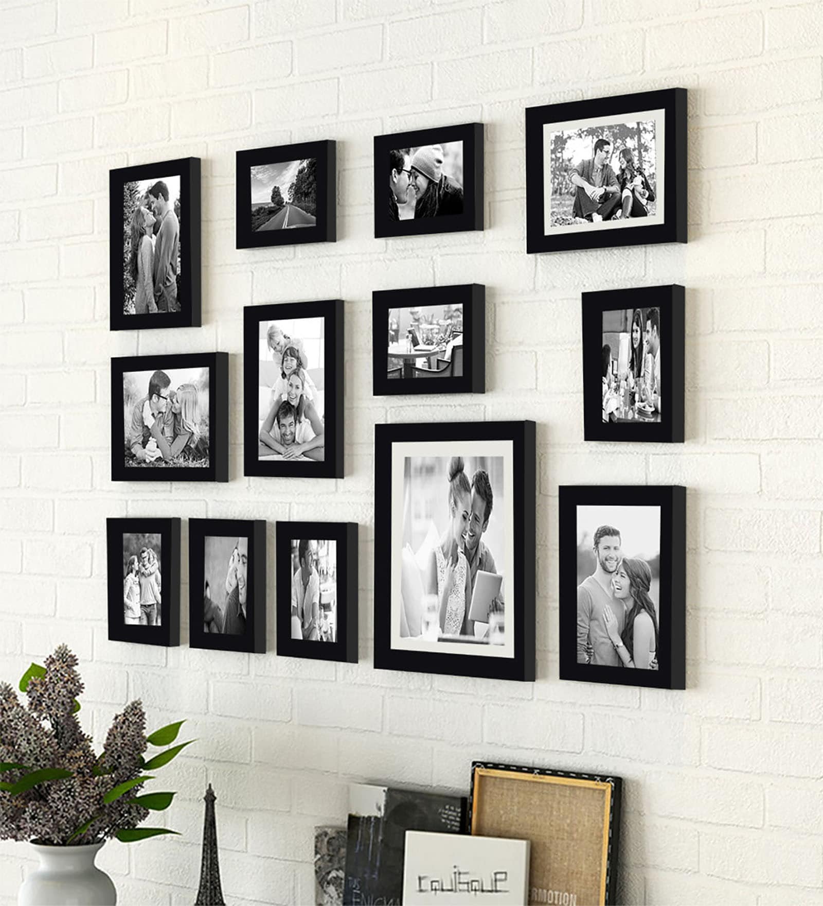 Black Synthetic Wood Set of 13 Collage Photo Frames