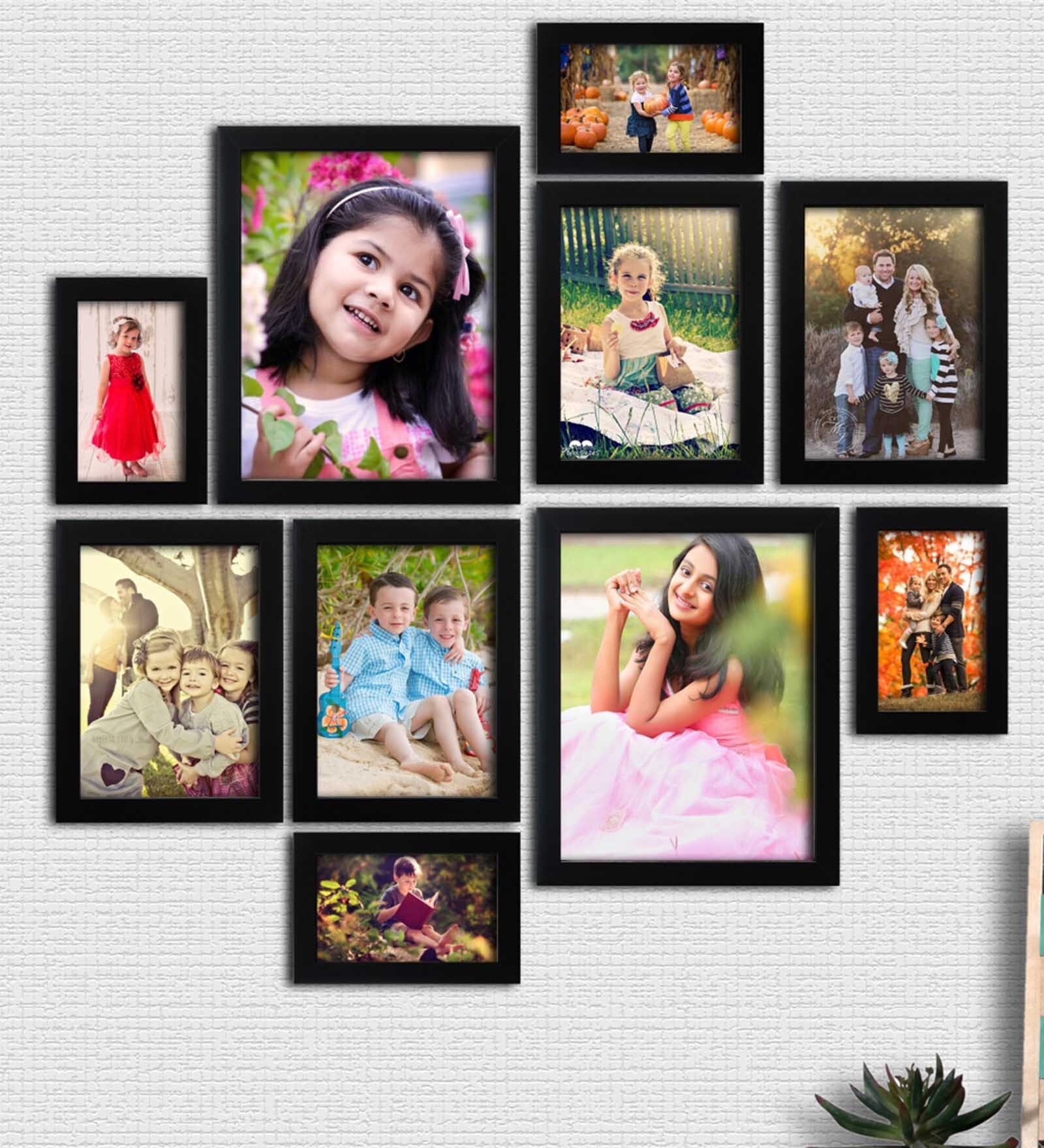 Black Synthetic Wood Set Of 10 Individual Photo Frames