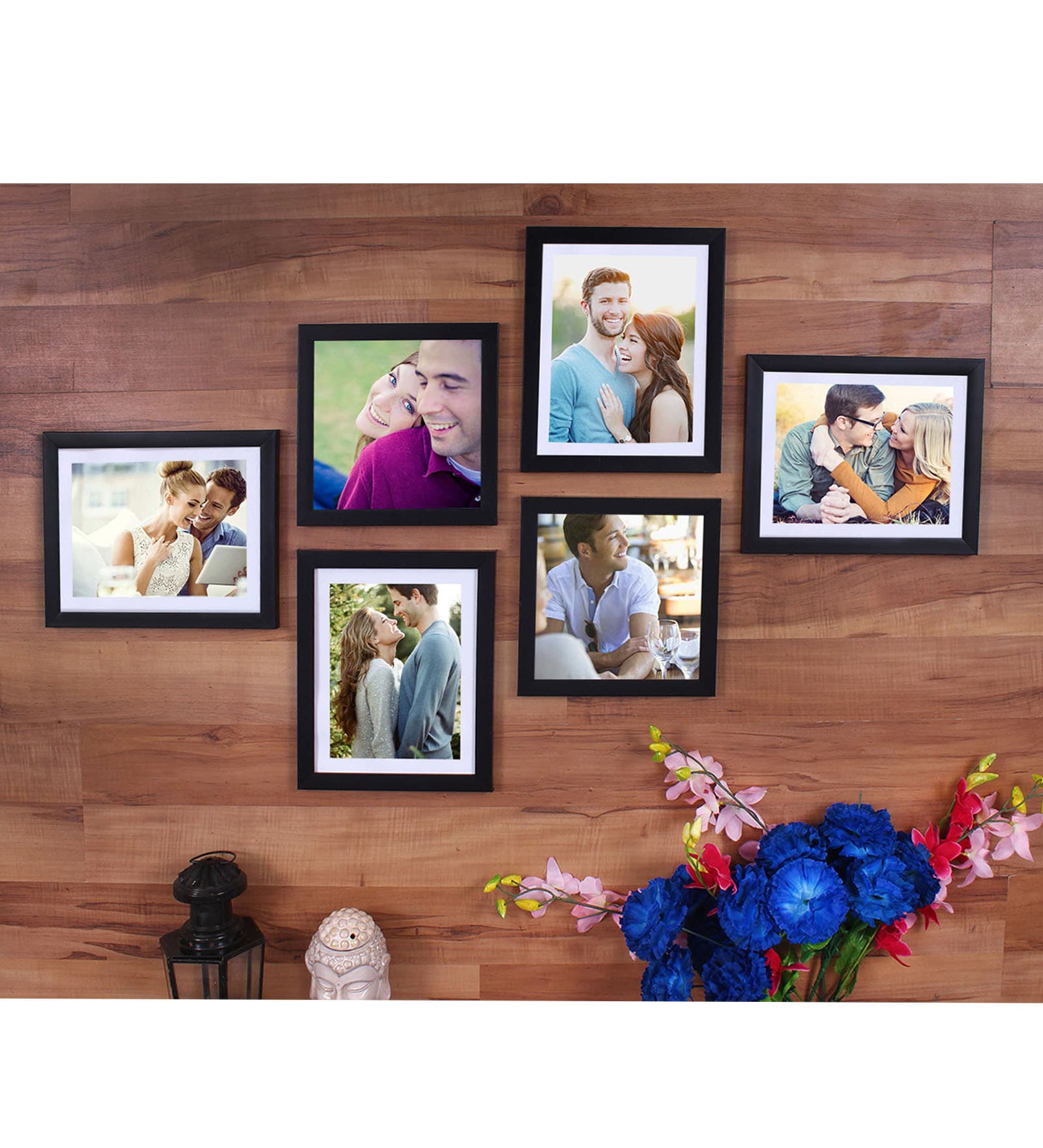 Buy Black Synthetic Wood wall photo frame set of 6 By Art Street Online