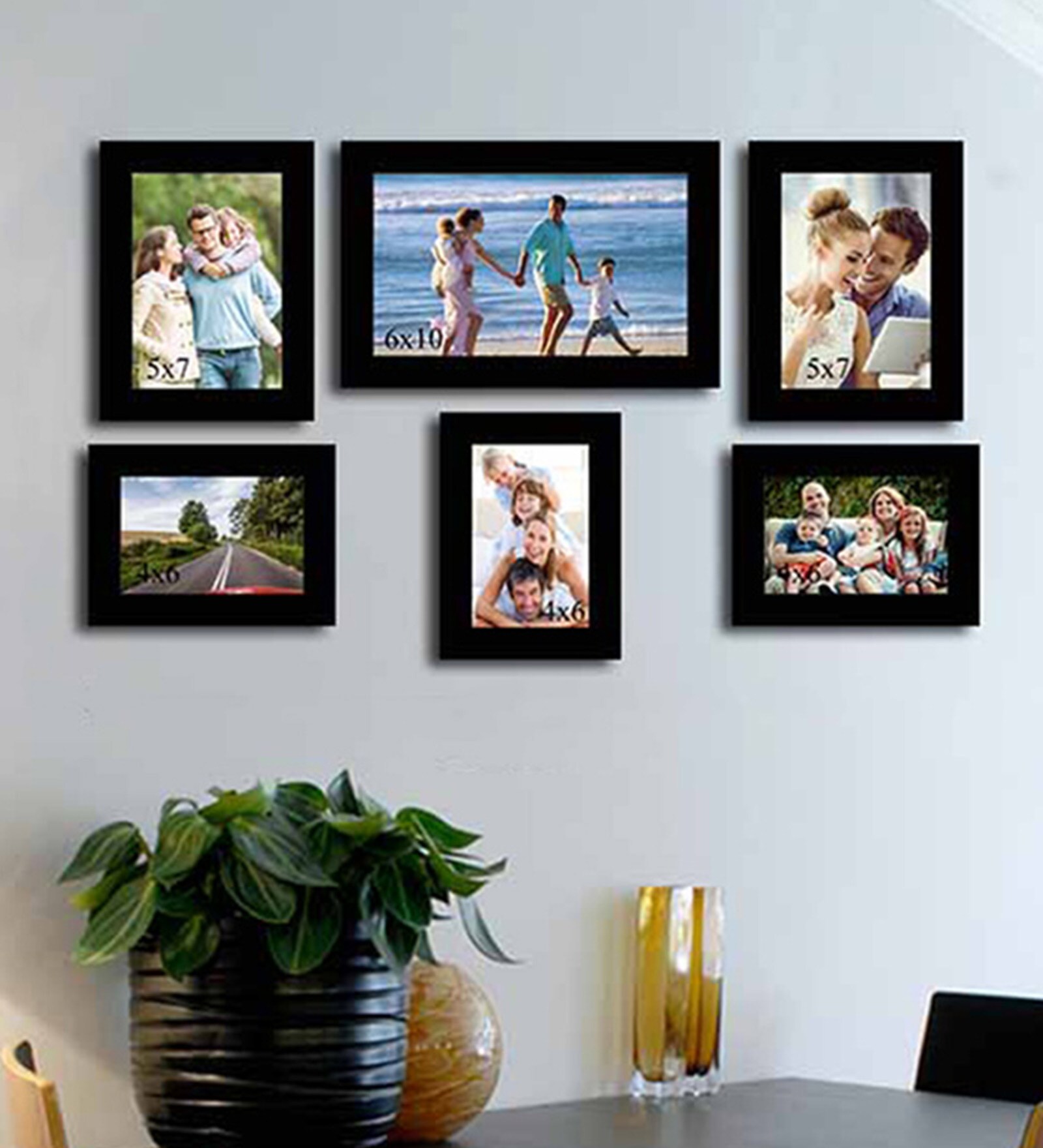 Buy Set Of 6 Black Synthetic Wood Wall Photo Frame At 4% Off By Art 