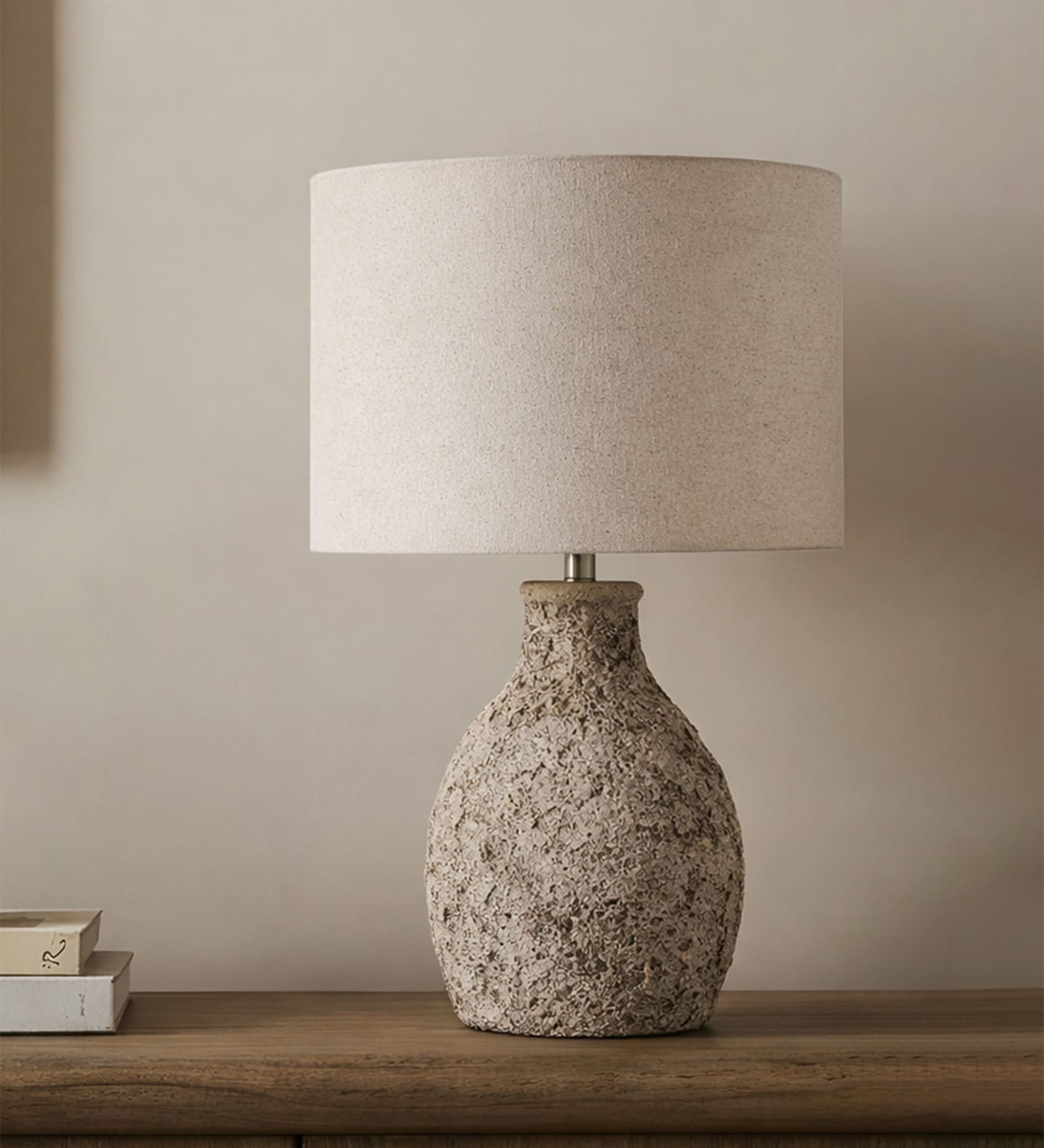 Black Terra cotta Artisan Stone Luxe Table Lamp