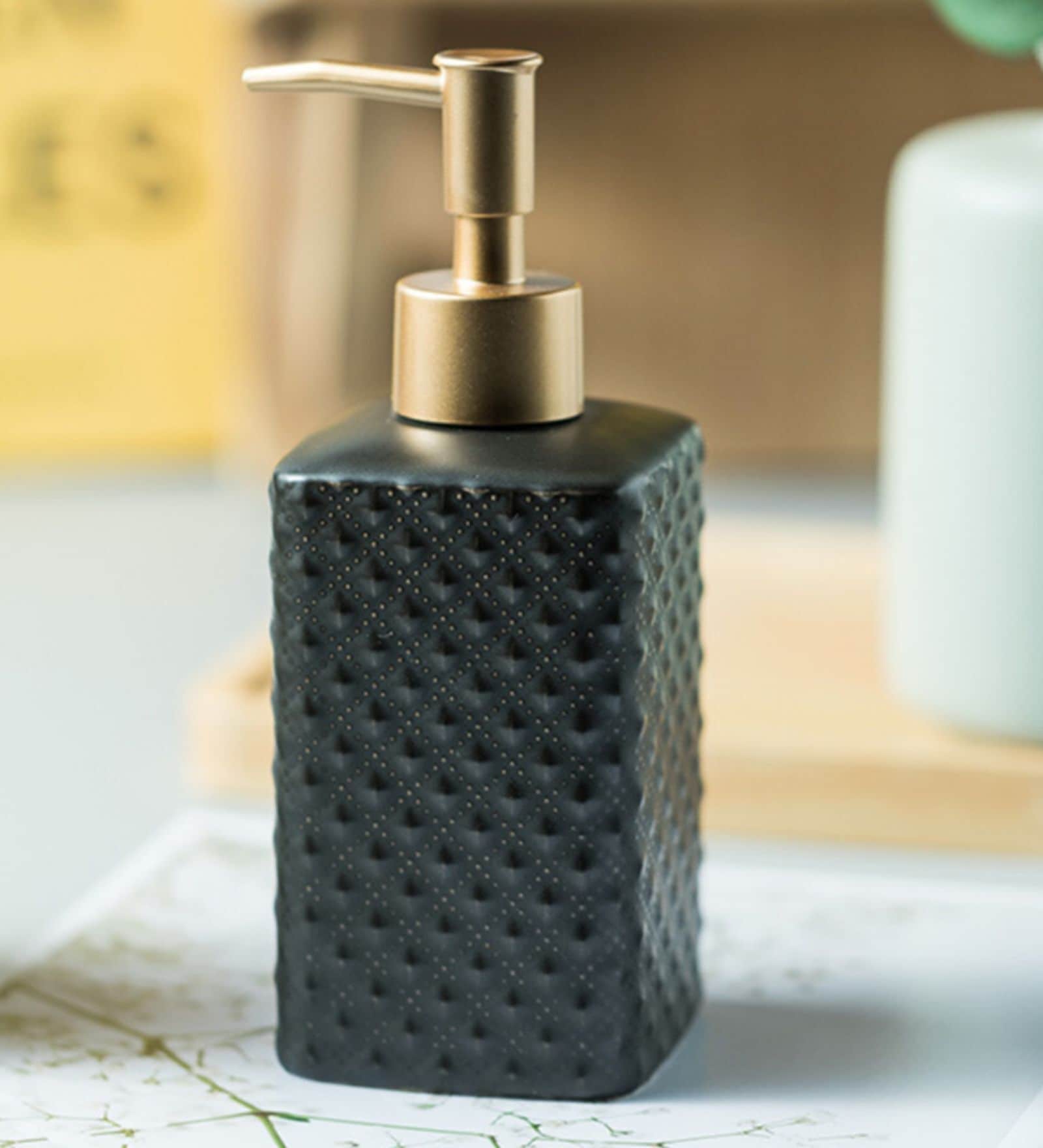 Buy Black Textured Ceramic Bath Dispenser with Golden Metal Nozzle at ...