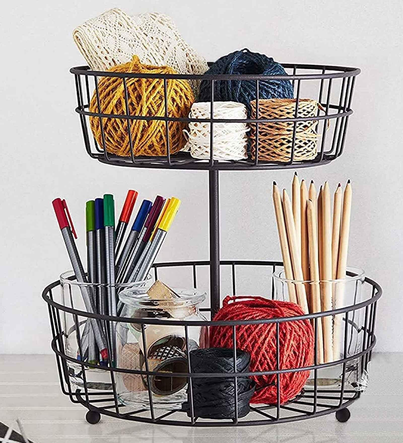 Black Tier Fruit Basket Fruit Bowl Vegetable Organizer