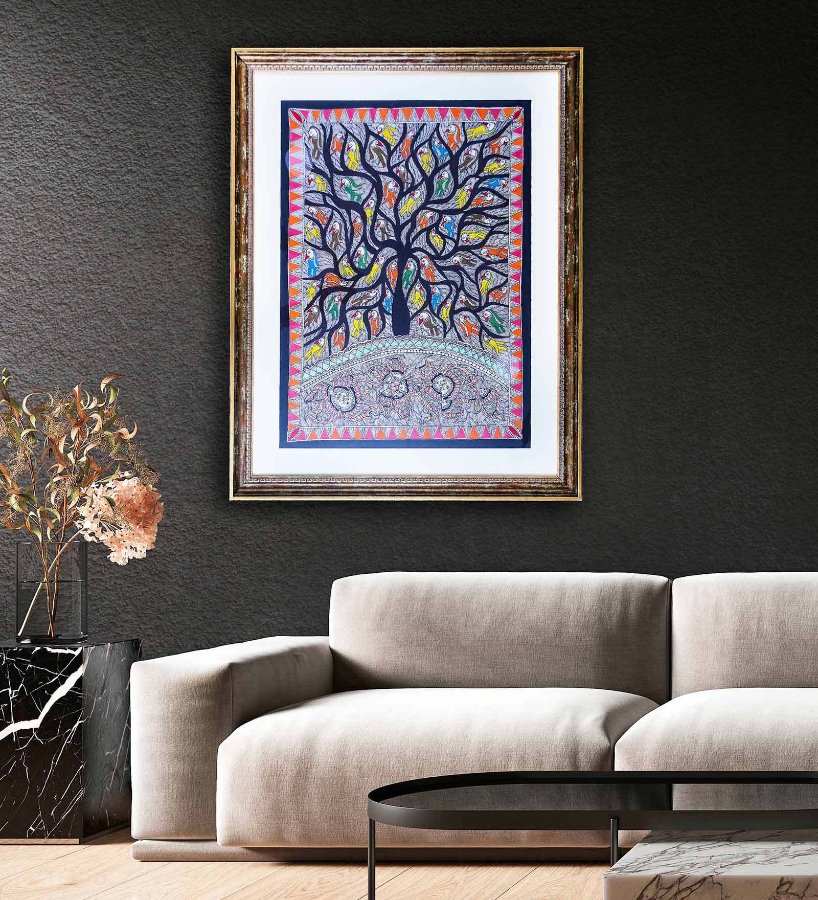 Buy Tree of life A symbol of Personal Growth Original Handmade Madhubani Painting By ArtGali at