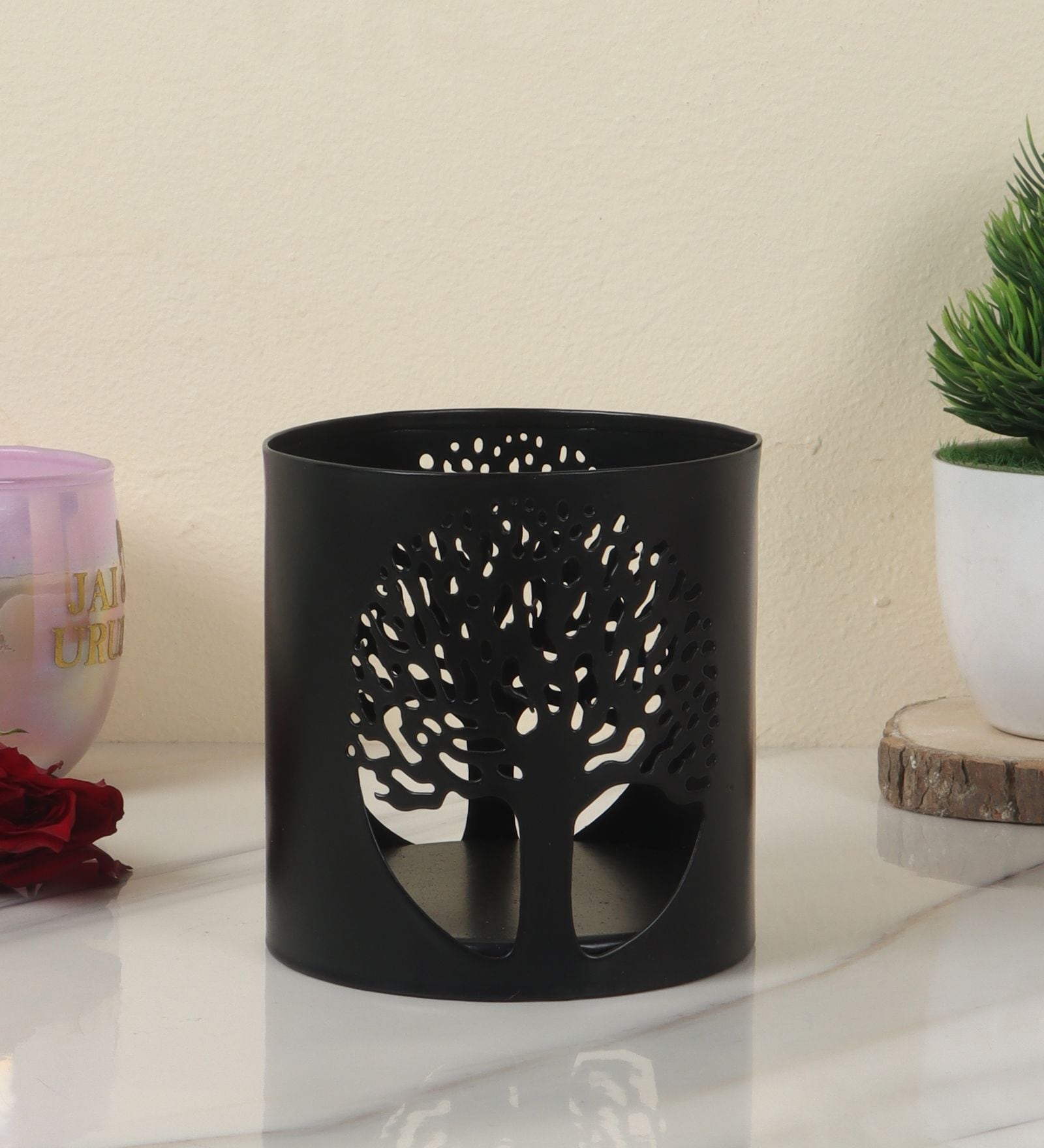 Black Tree Tealight Holder