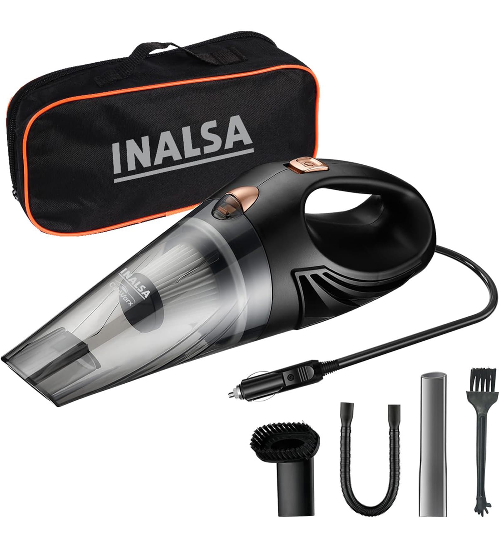 Black Vacuum Cleaner with Multipurpose Cleaning Accessories