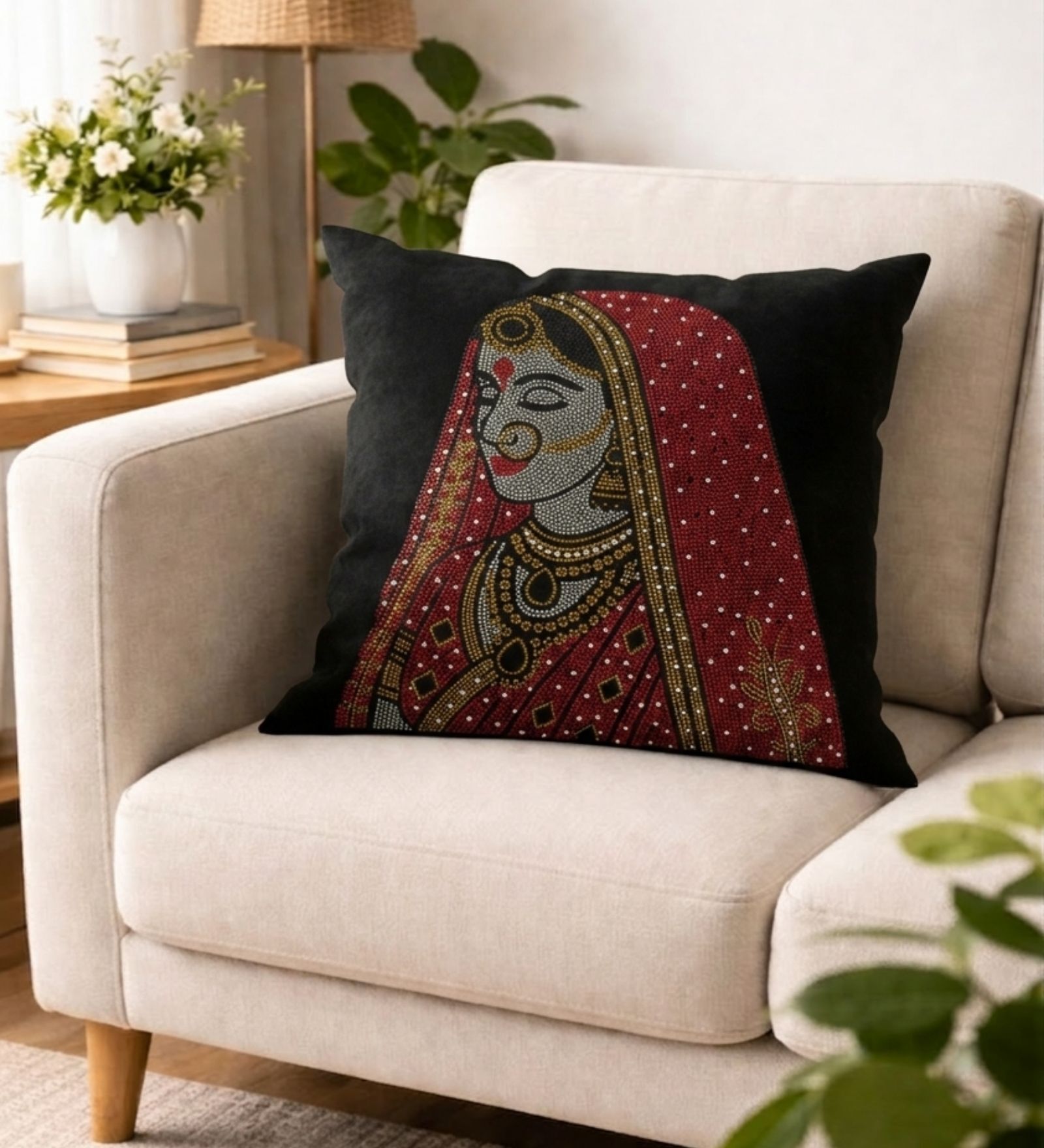 Black Velvet 16 x 16 Inches Queen Print Swarovski Cushion Covers