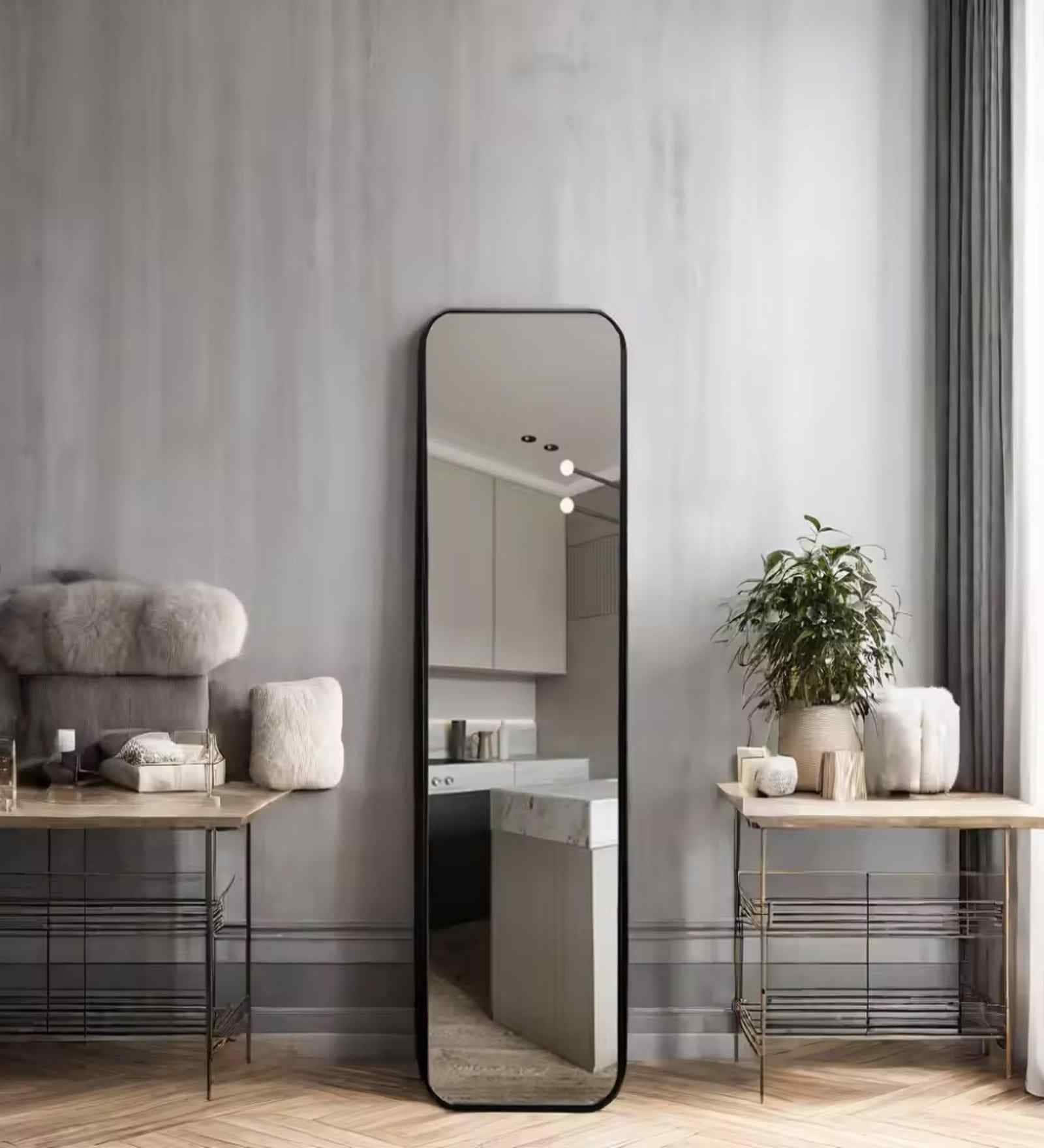 Black Vista Frame 150x40 cm Floor Mirror