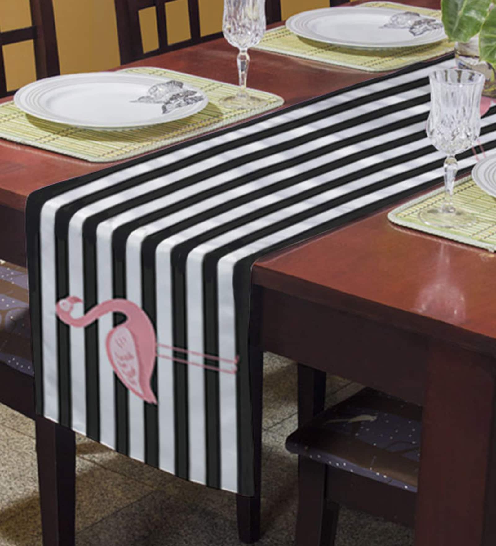 Pinto (13x72) White & Black Polyester Table Runner
