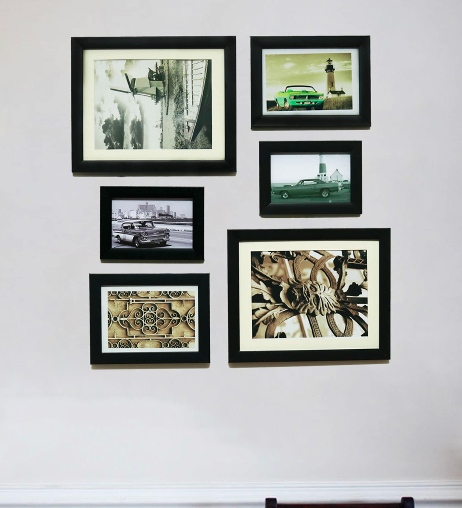 Set of 6 Black Wood Collage Photo Frames