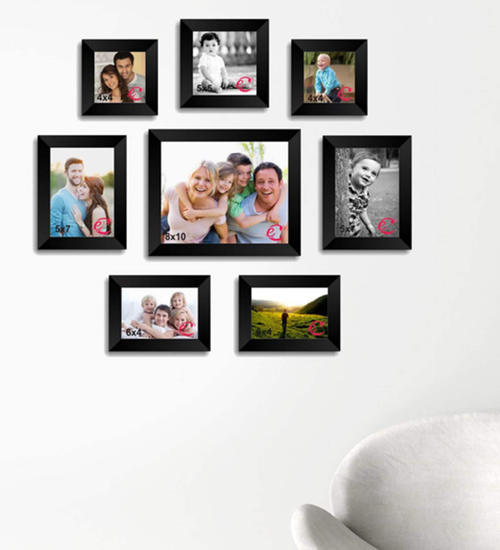 Buy Black Wood Wall Collage Photo Frame - Set Of 8 By Ecraftindia ...