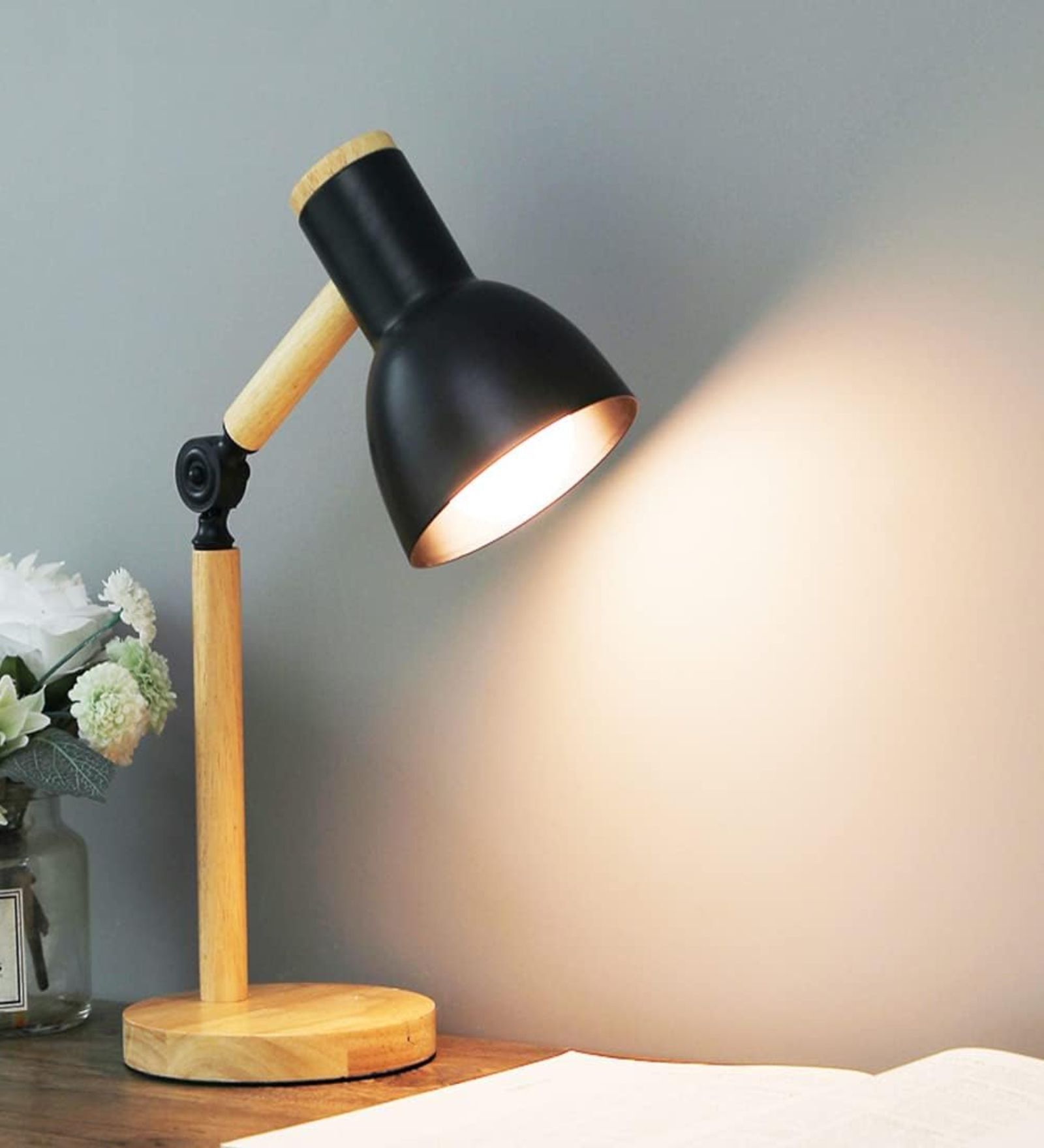 Black Wooden Finish Modern Study Lamp Black Wooden Finish Modern Study Lamp