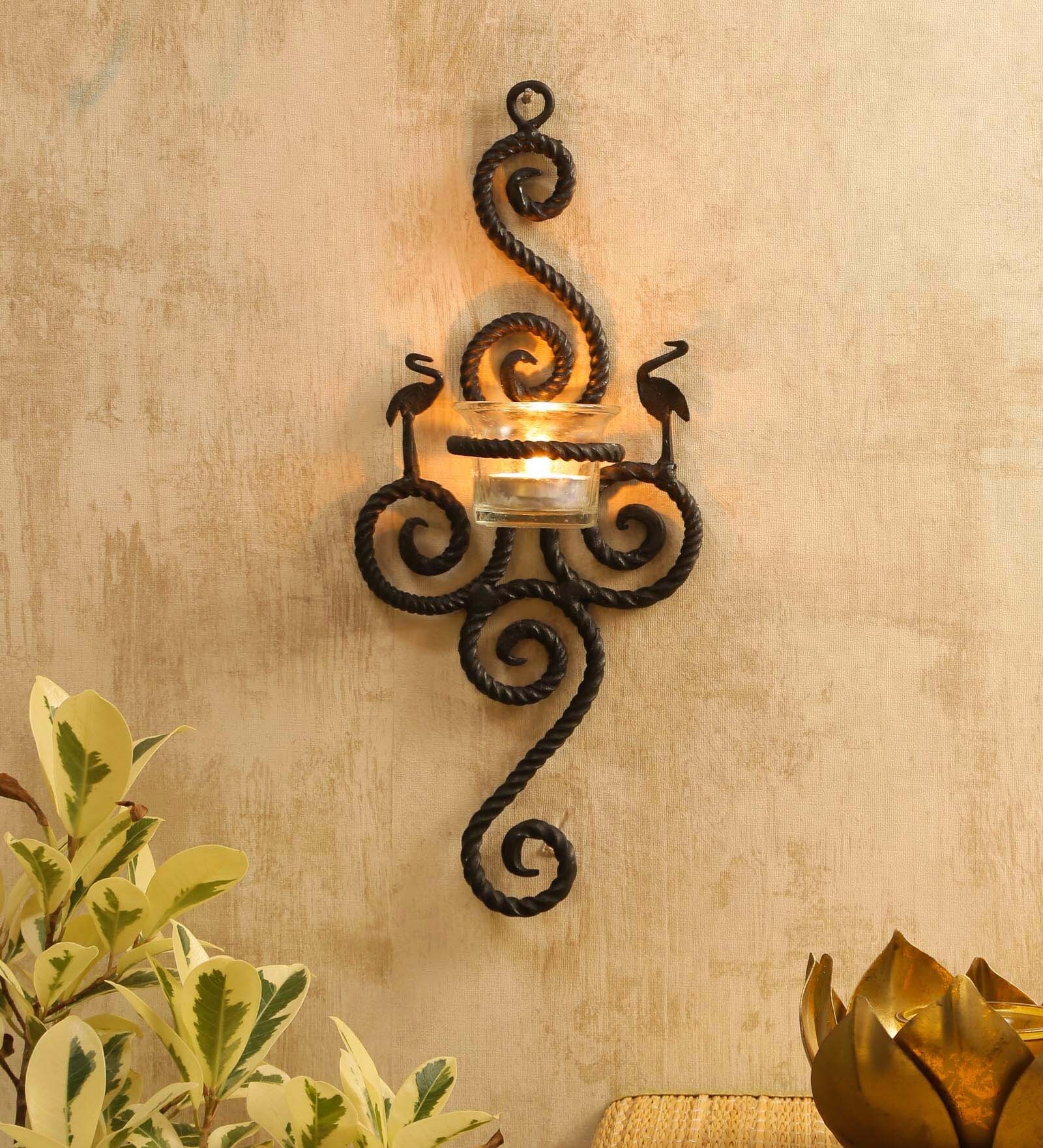 Buy Black Metal Wall Tea Light Holder by Chinhhari Arts at 34 OFF by