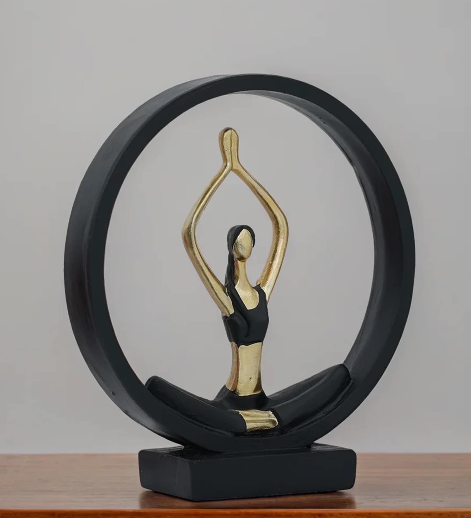 Black Yoga Figurine Meditation | Resin Material | On Base used Felt for Grip and Table Protect | Ideal for Table Decor and Shelves Showpiece