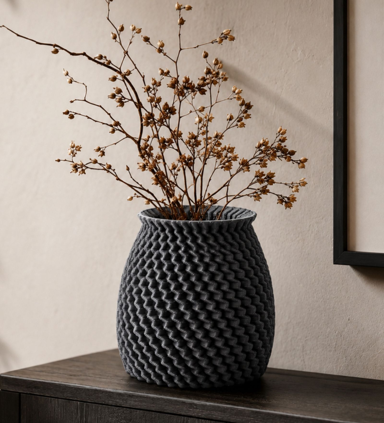 Black Zesty Zig 3D Vase