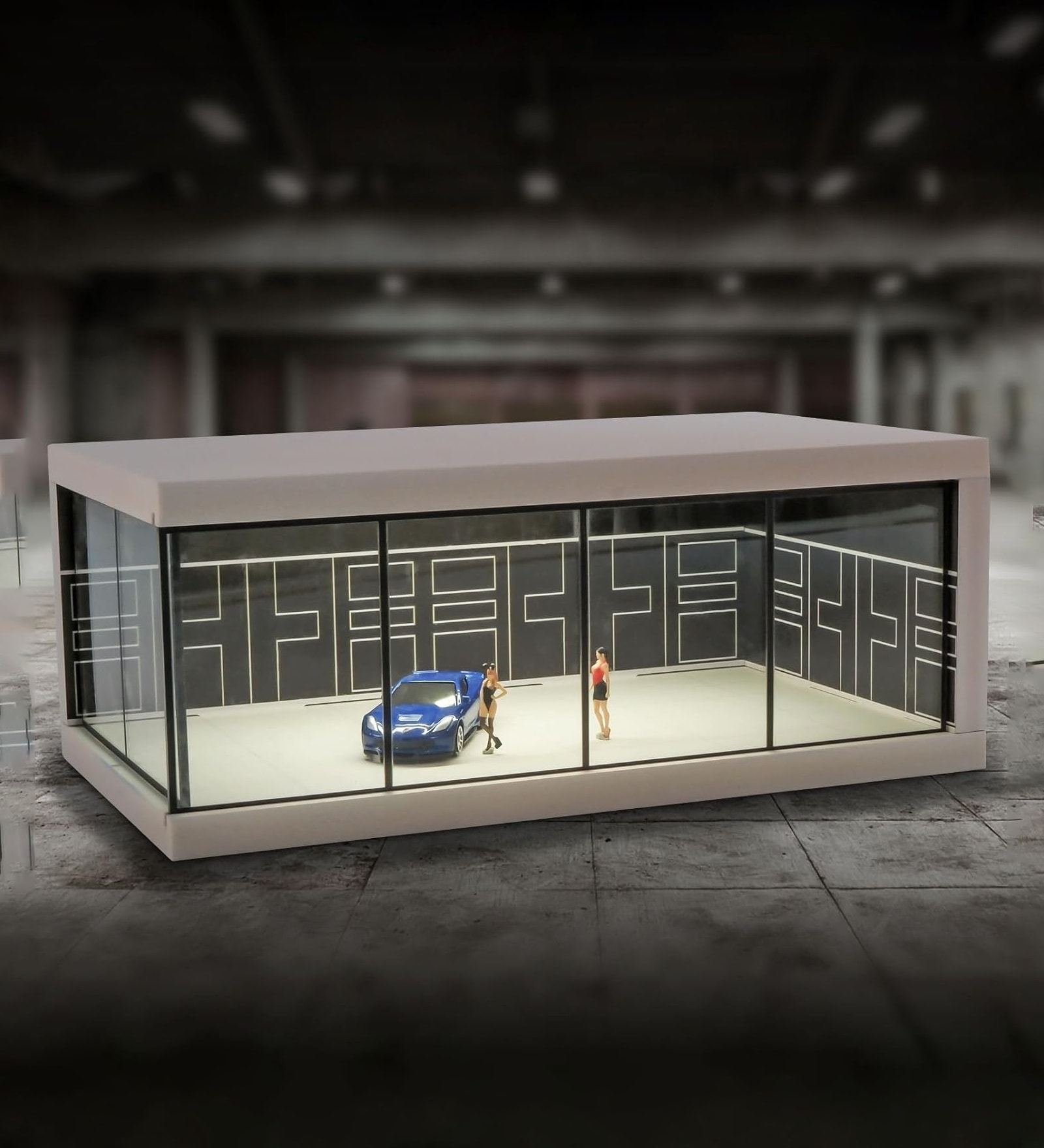Black Diorama Garage Showroom For Collectors Without Cars