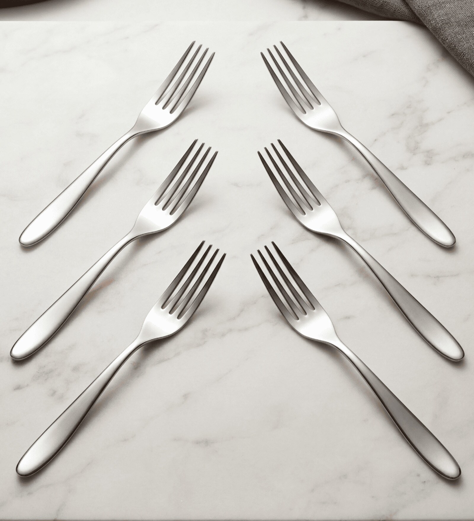 Set of 6 Silver Stainless Steel Table Forks Set