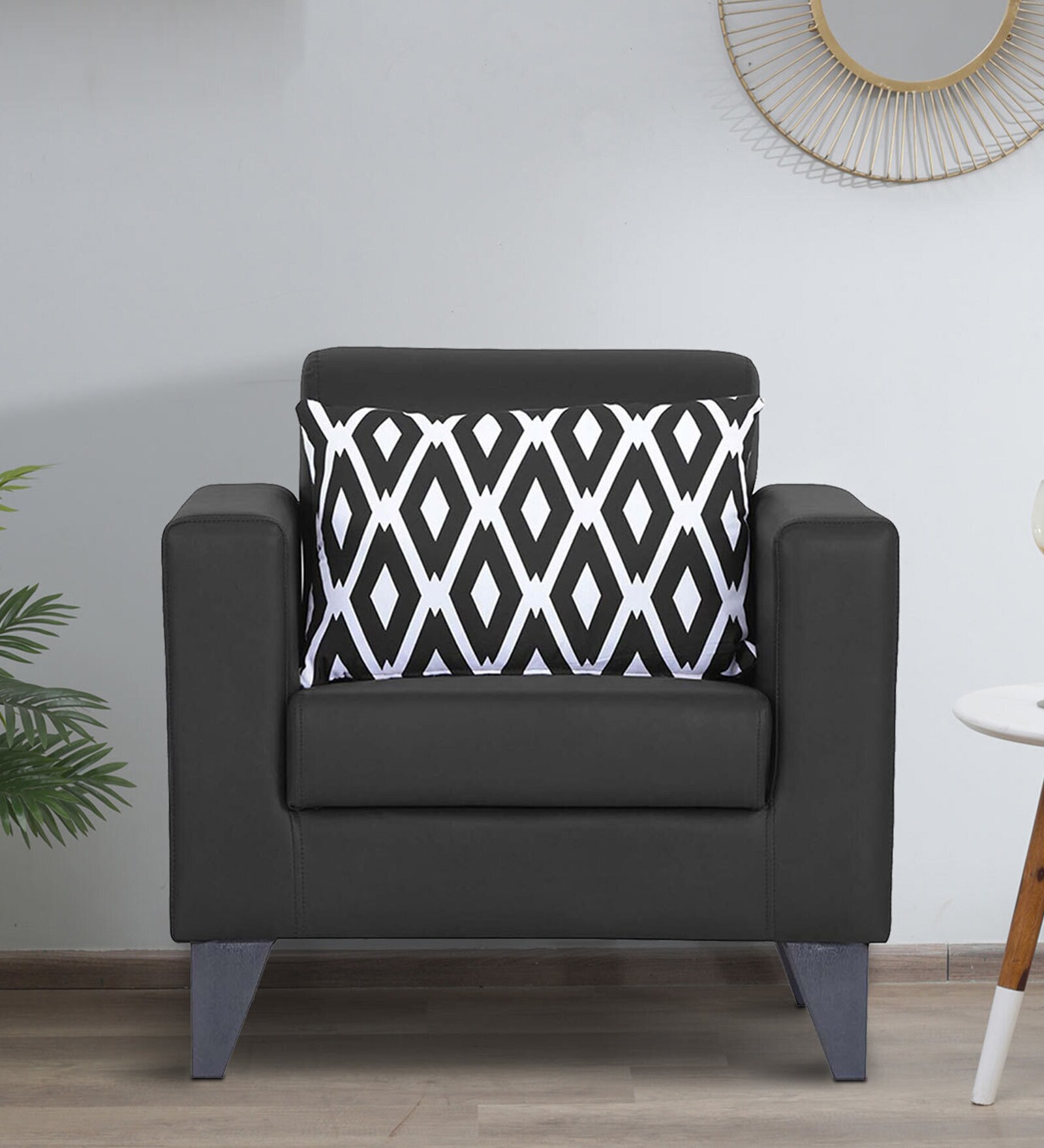 Bladen Leatherette 1 Seater Sofa in Black Colour Bladen Leatherette 1 Seater Sofa in Black Colour