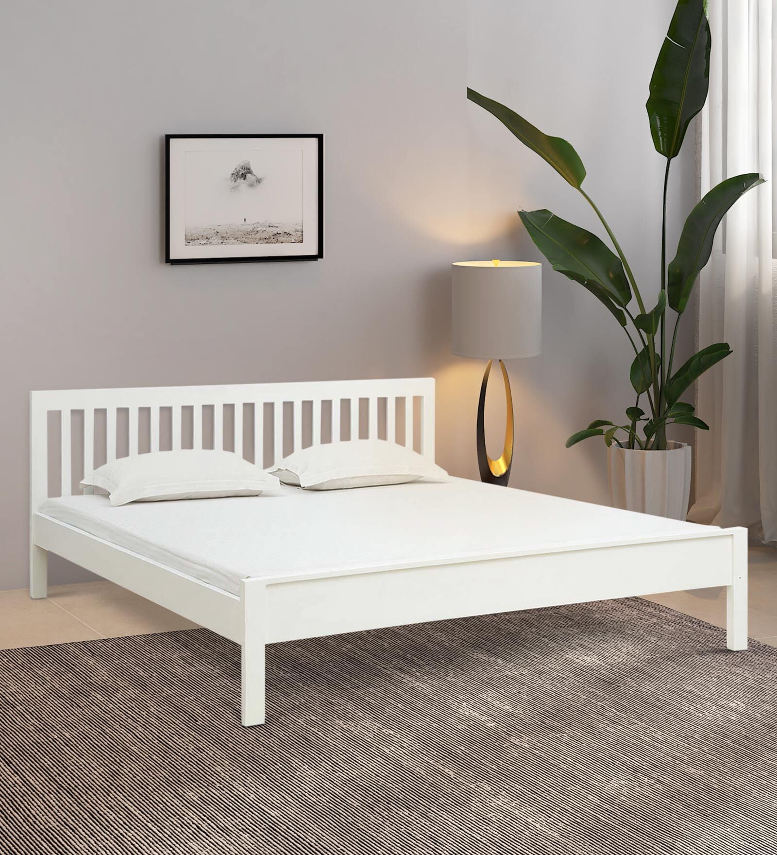 Biarritz Solid Wood King Size Bed in Scratch Resistant White Finish