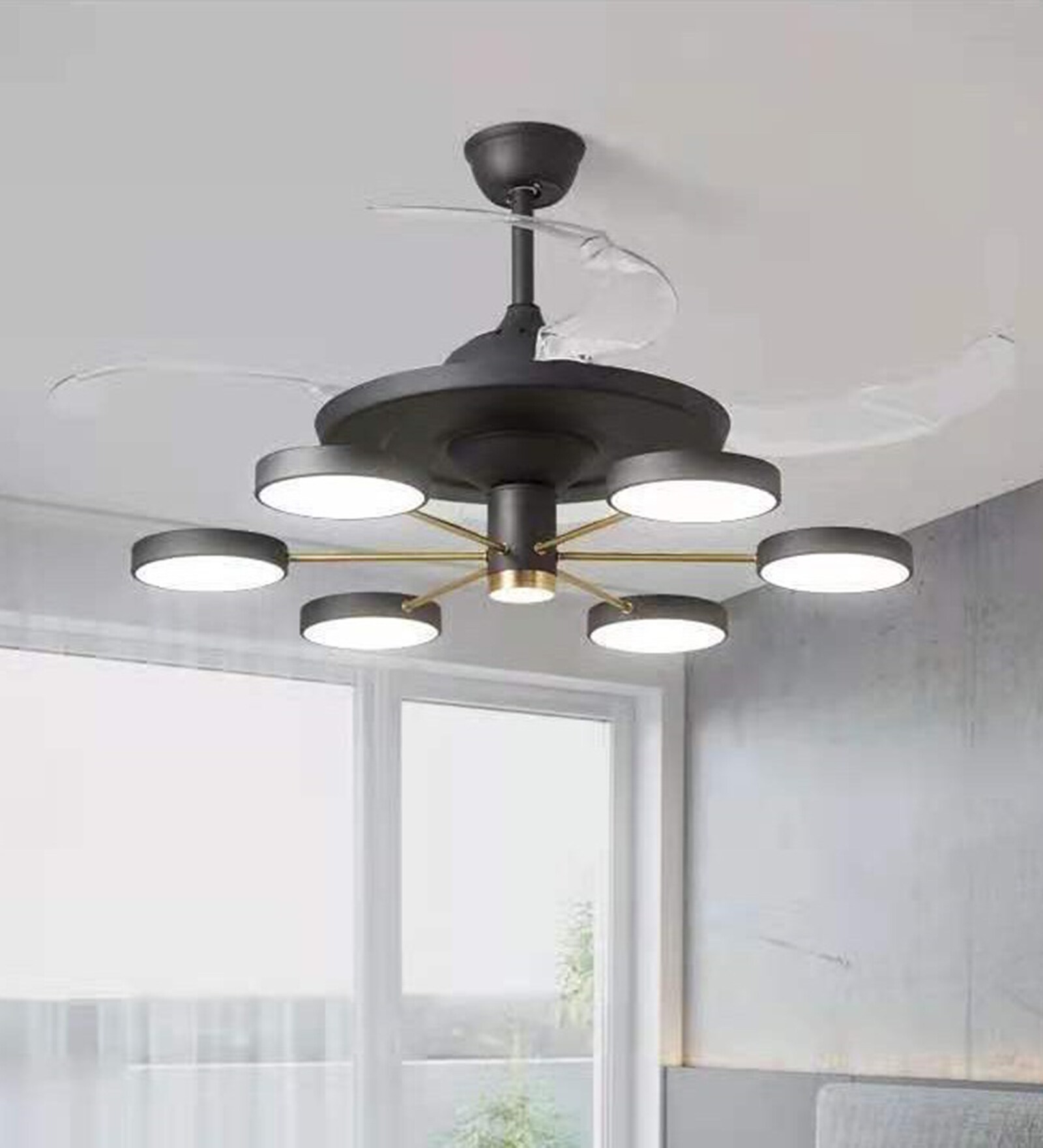Blanco Black Aluminium LED Smart Fan Chandelier