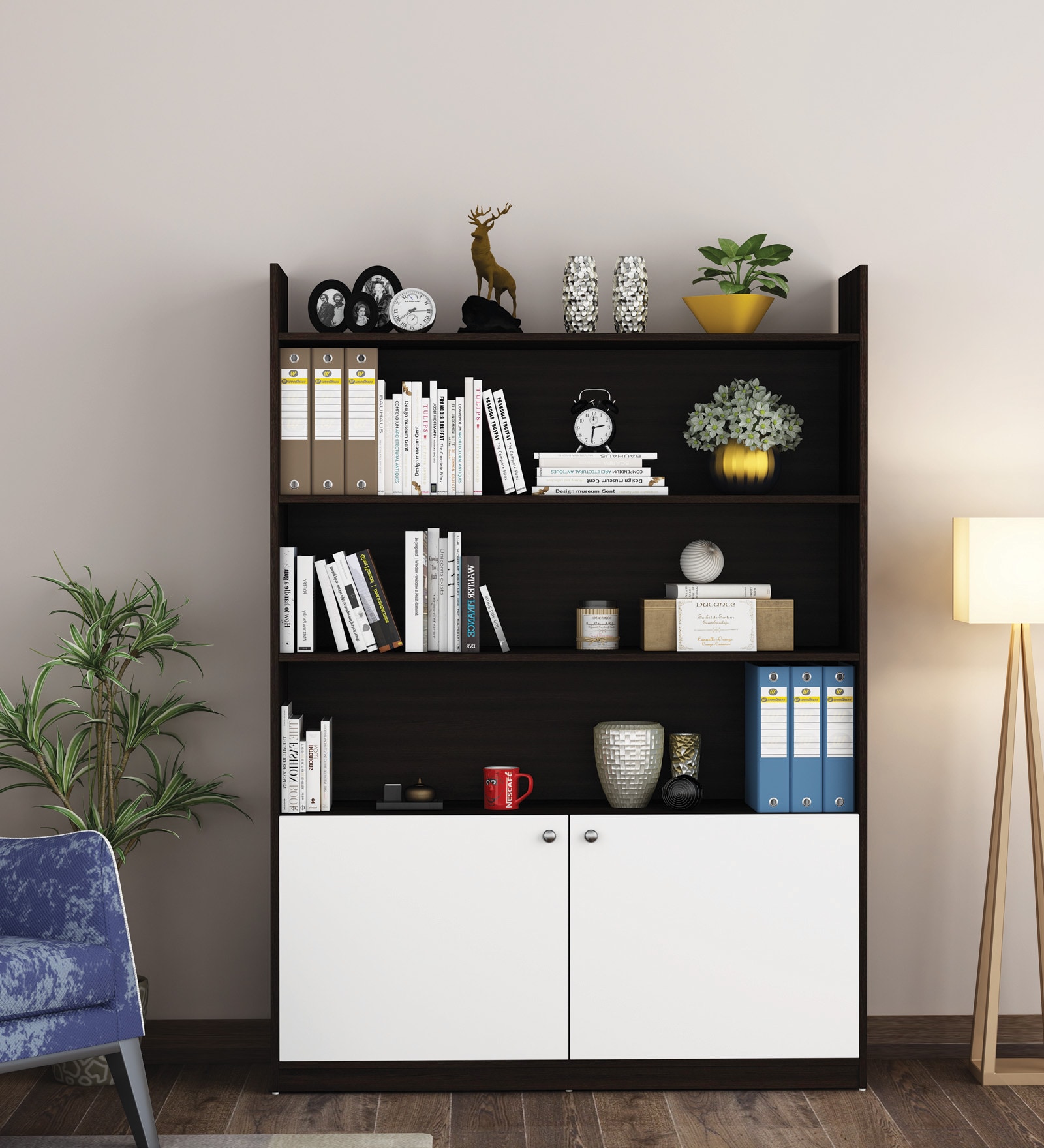 Blane Bookshelf In Wenge and Frosty White Finish