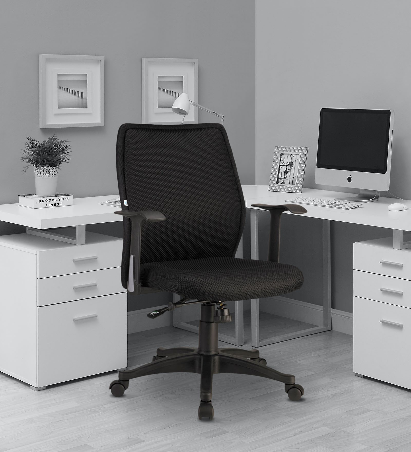 Blaze Breathable Mesh  Middle Back Chair in Black & Black Colour