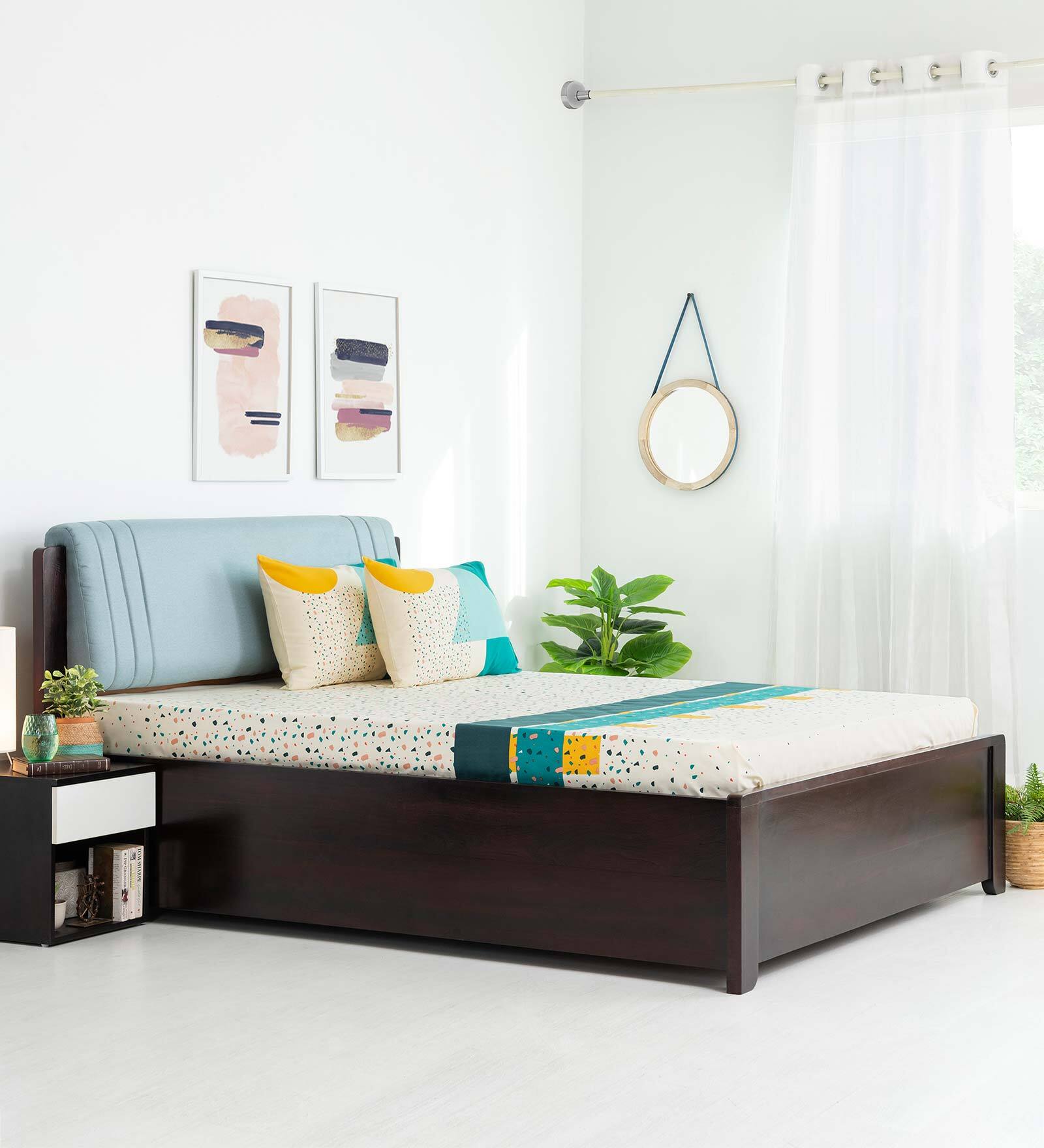 Buy Blaze Queen Size Bed with Upholstered Headboard and Hydraulic