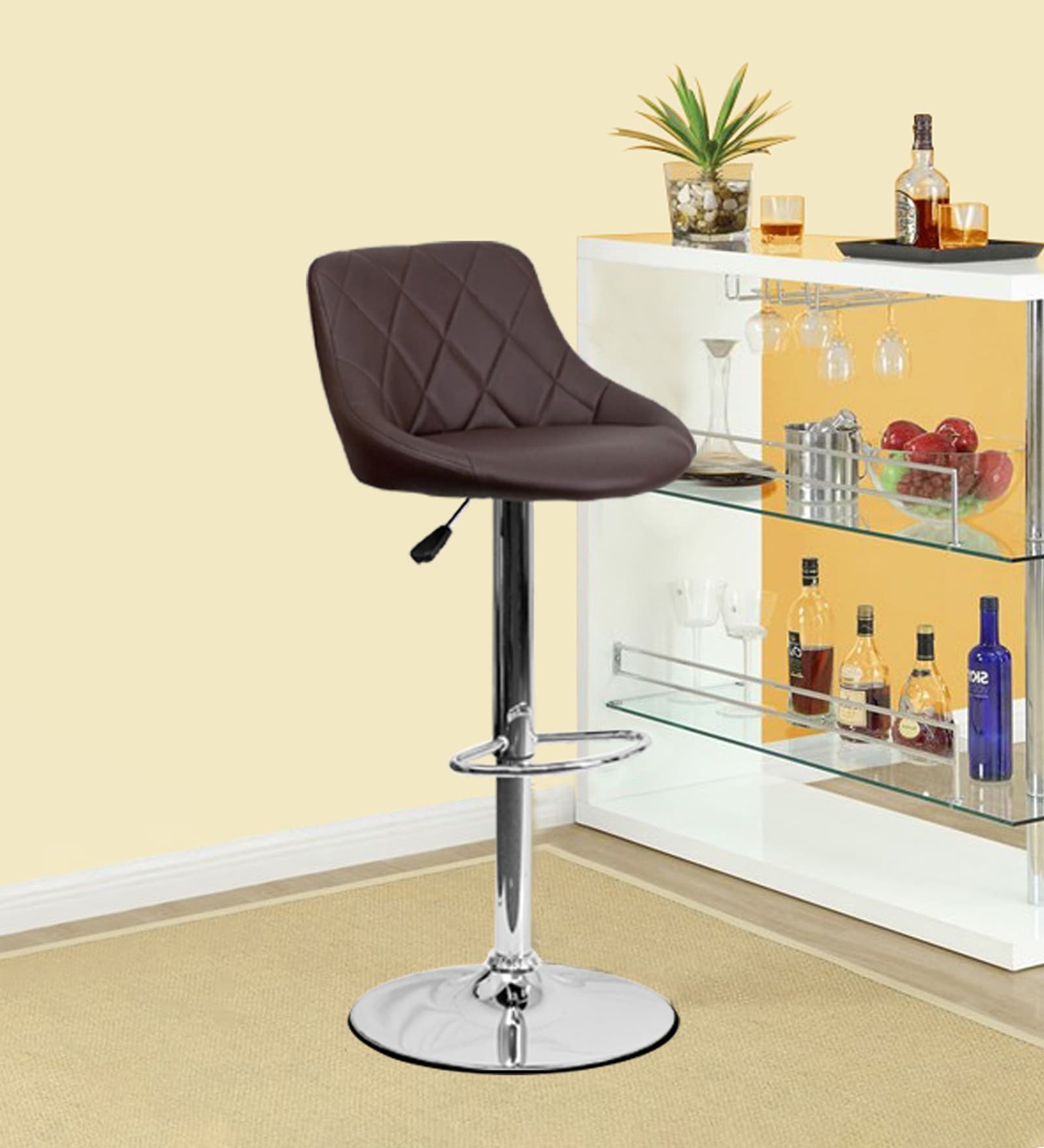 Blaze Swivel Bar Stool in Brown Colour
