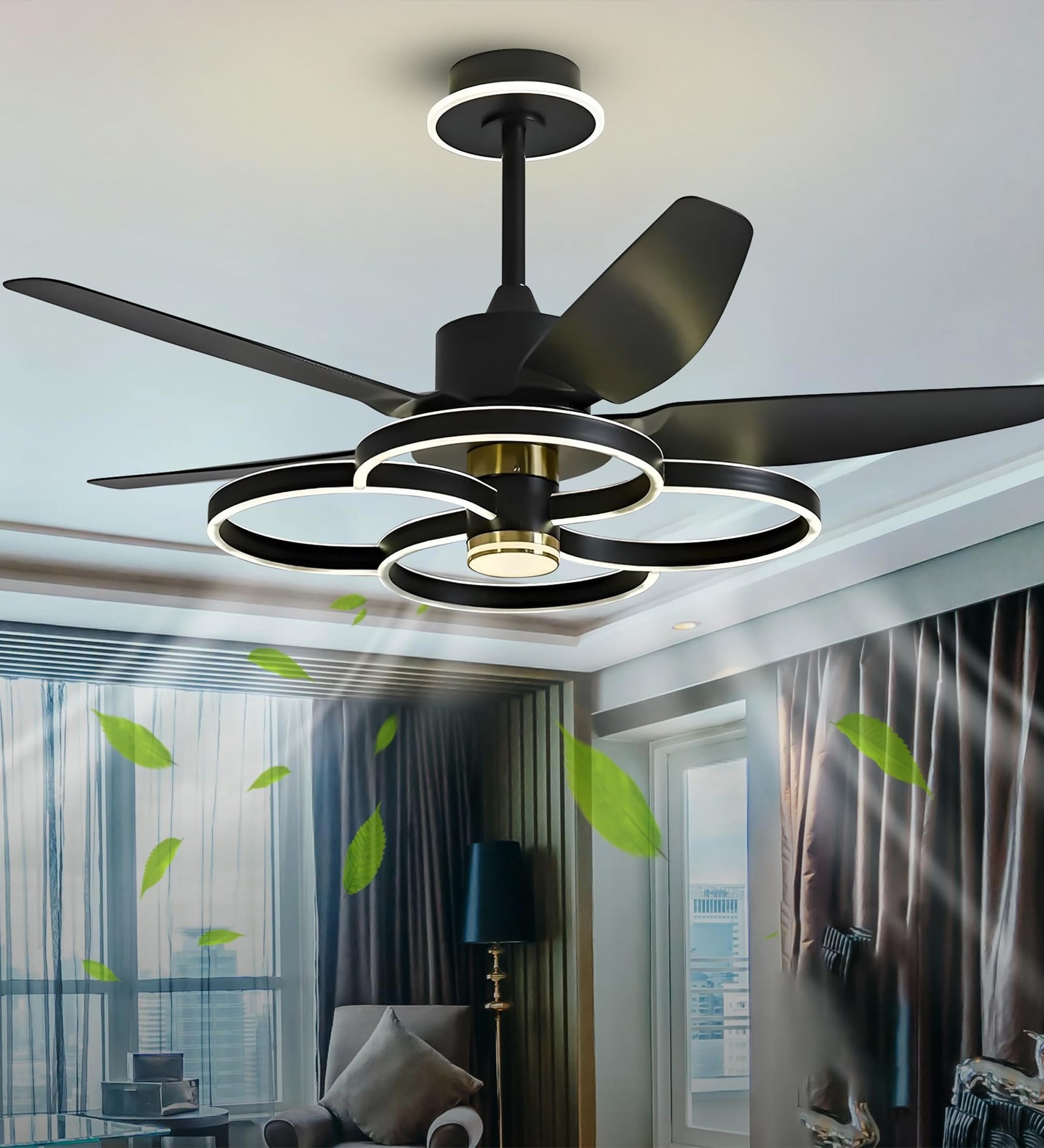 BLDC Retractable Blade Chandelier Ceiling Fan with LED Light
