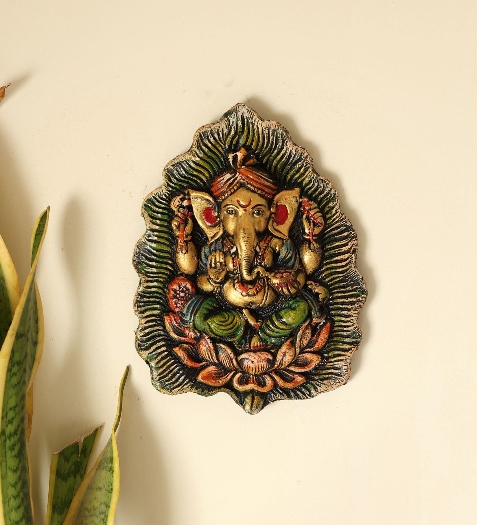 Blessing Ganesha Fiber Wooden Wall Art