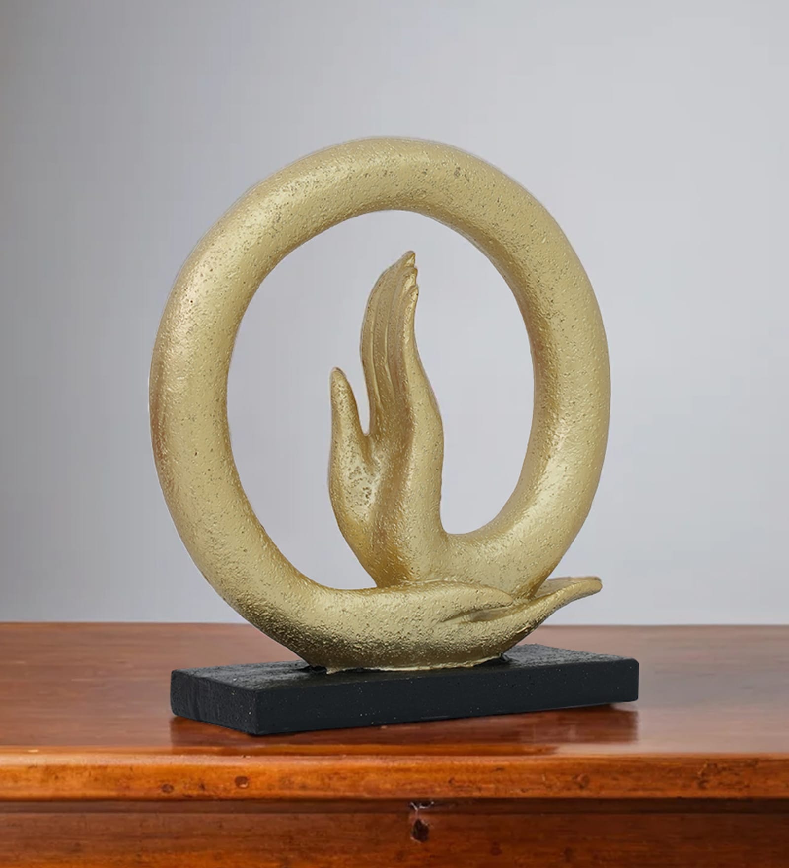 Blessing Mudra Sculpture with Golden Finish & Resin Material Table D cor