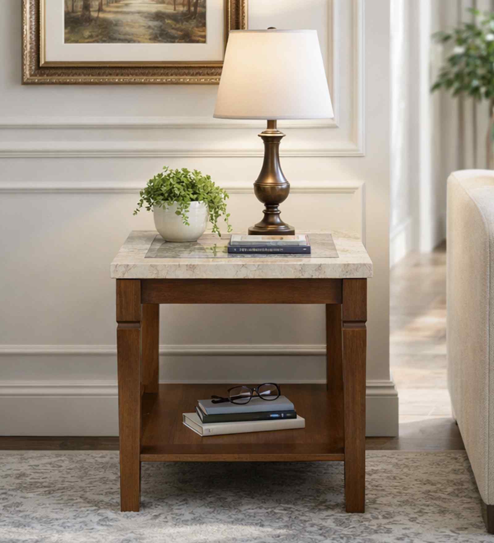 Bliss Side Table In Walnut Finish