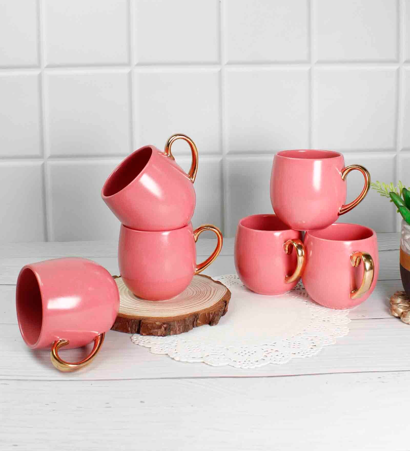Buy Bloom 180 ml Pink Porcelain Tea Cup (Set of 6) by Vola at 10 OFF