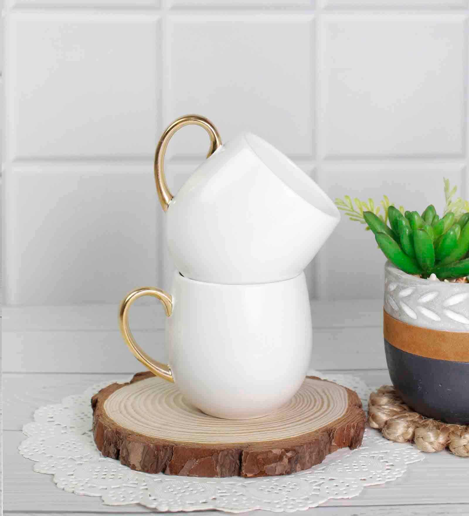 Bloom 180 ml White Porcelain Tea Cup (Set of 2)