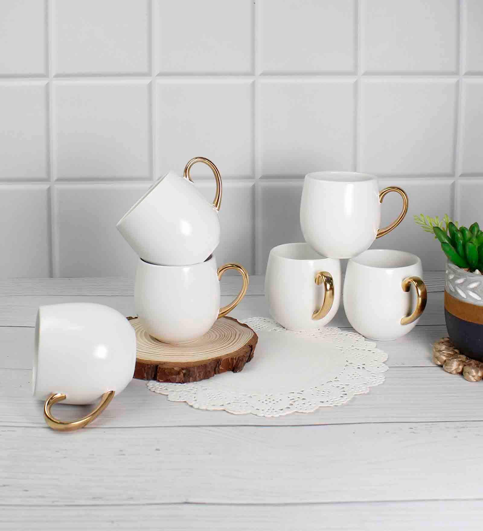 Buy Bloom 180 ml White Porcelain Tea Cup (Set of 6) by Vola at 19 OFF