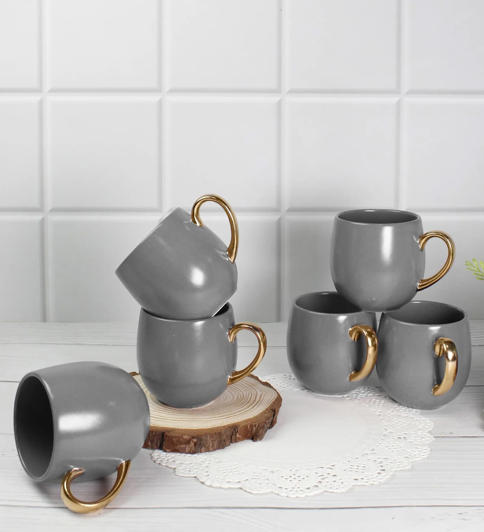 Bloom Mug 180ml Set of 6 Pebble grey