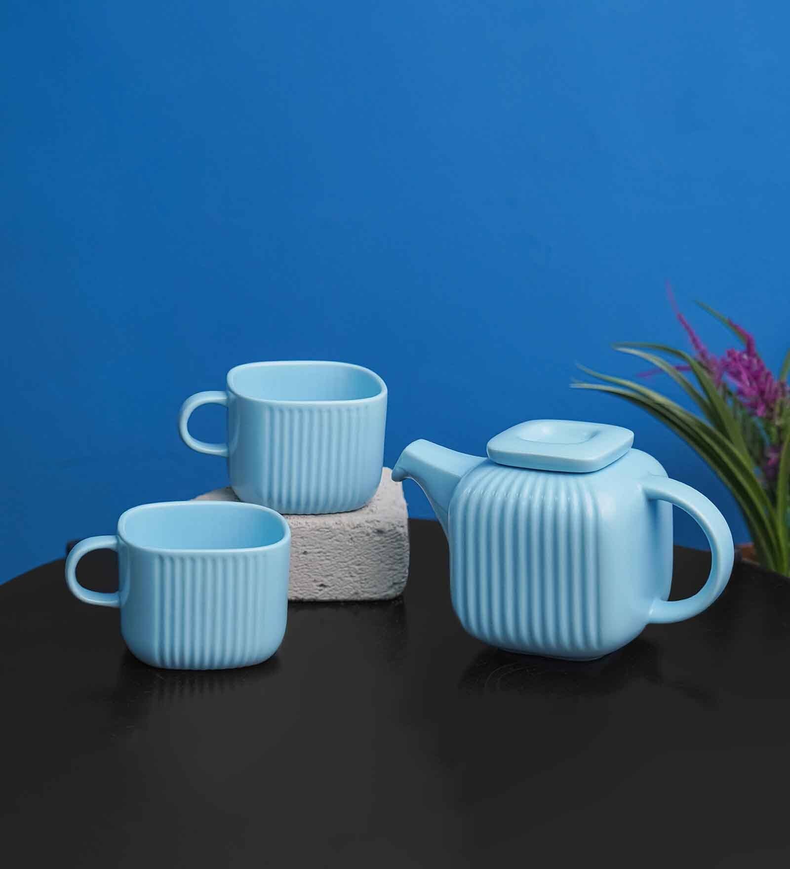 Bloom Tea Trio Set of 3 Cerulean matt