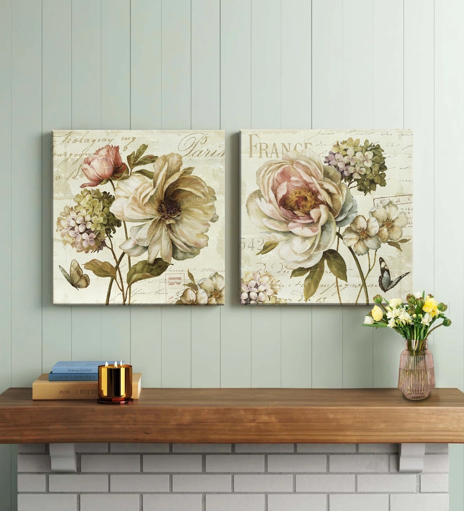 Buy Blooming Flower Multicolour Synthetic Wood Framed Canvas Wall