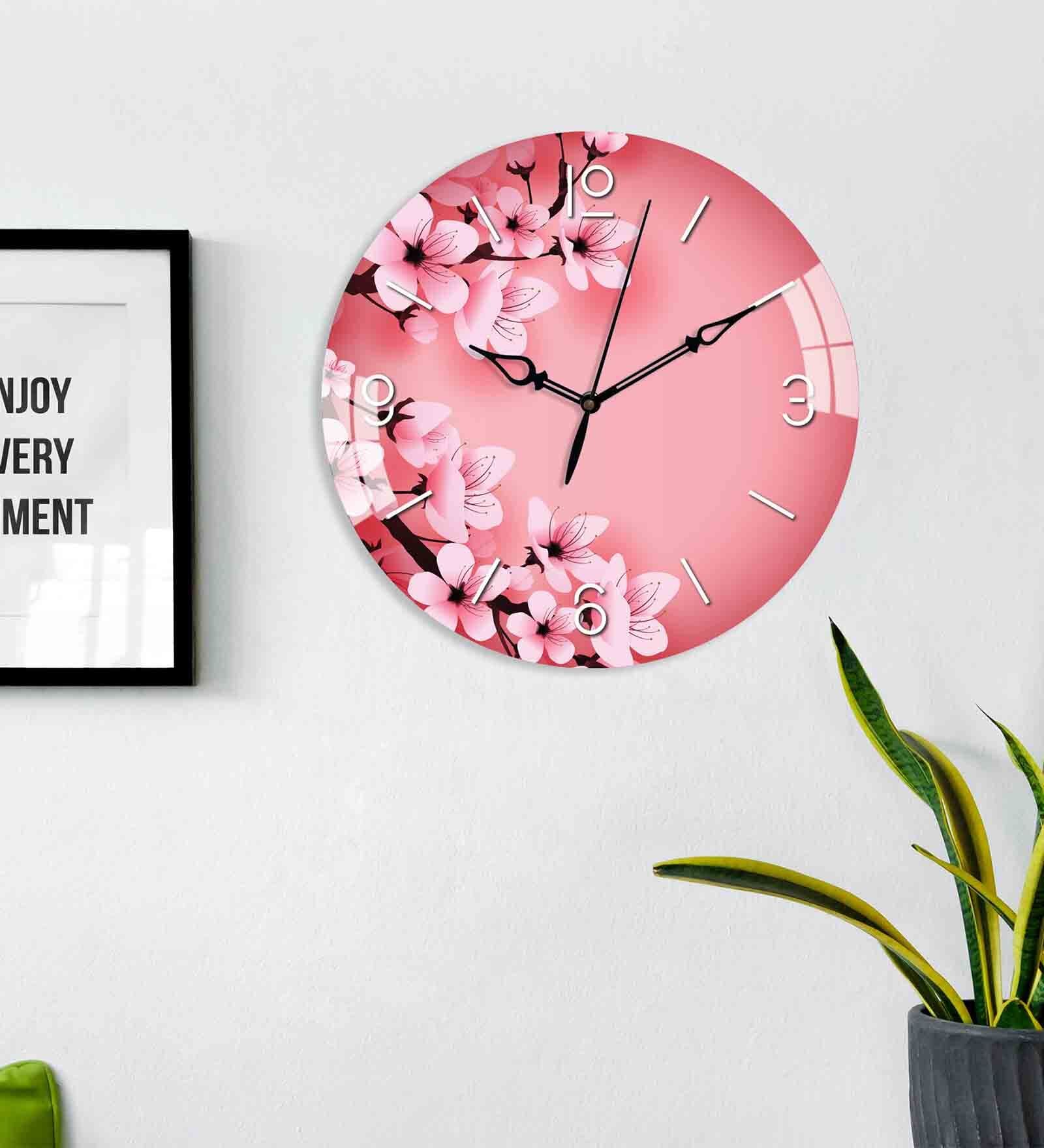 Buy Blooming Pink Flowers Acrylic Wall Clock at 24% OFF by The Next ...