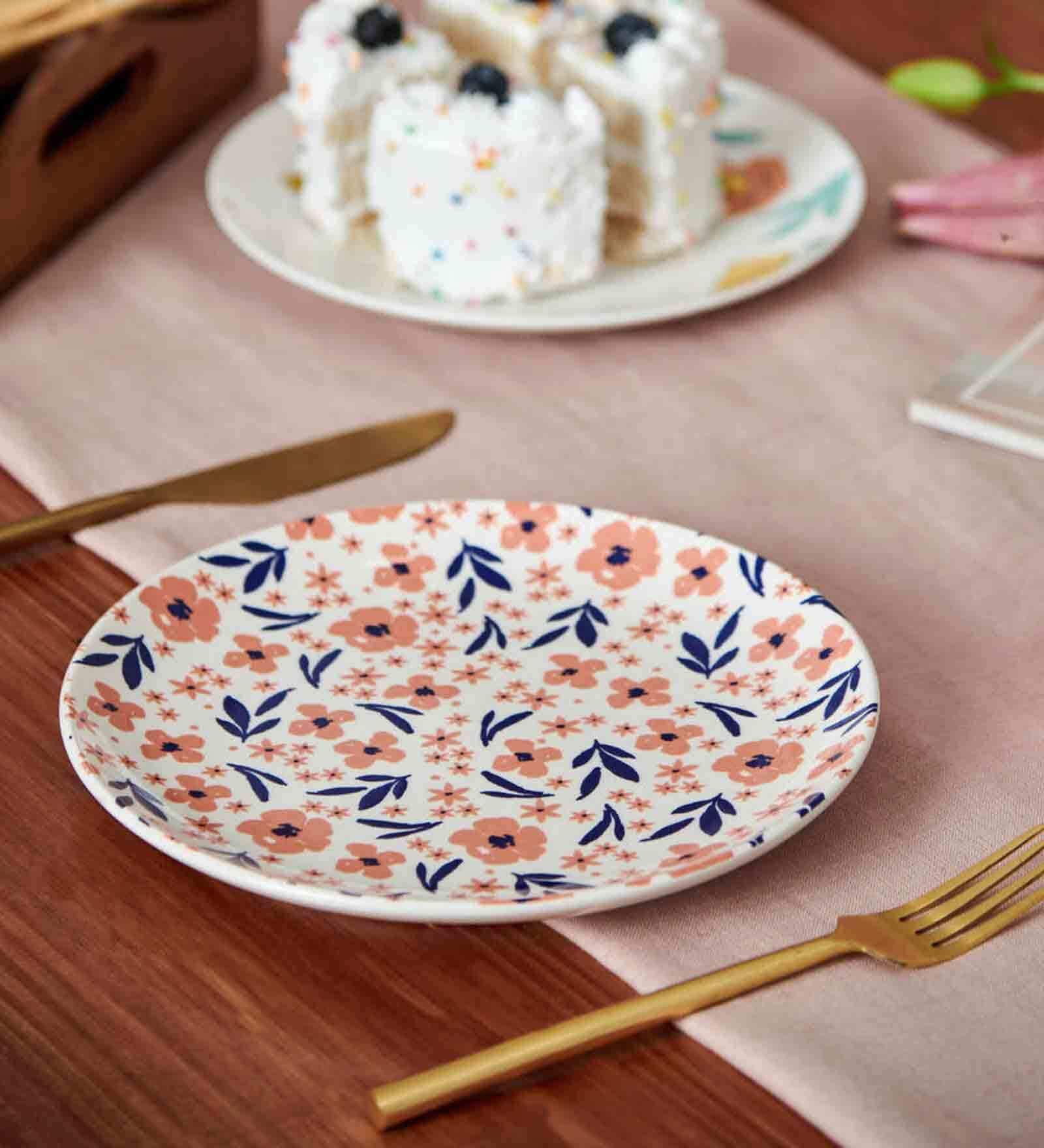 Blooms & 8.7 Inch Multicolour Ceramic Dinner Plate