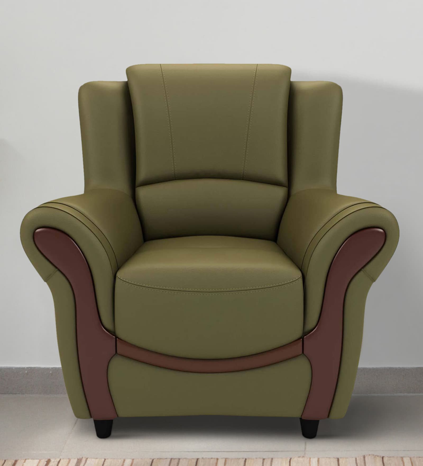 Blos Leatherette 1 Seater Sofas in Green Colour
