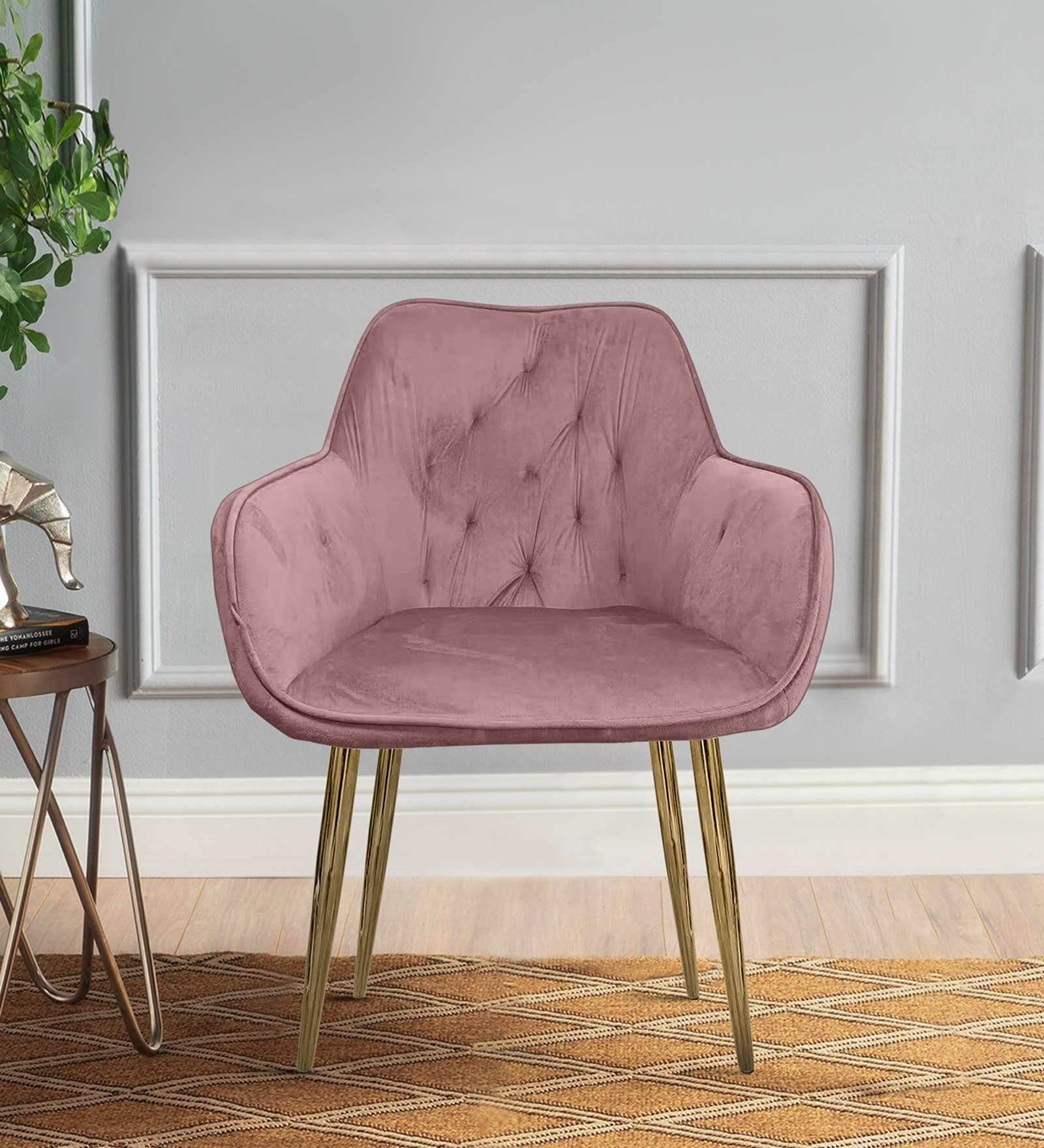 Blossom Fabric Lounge Chair in Dusty Pink Colour