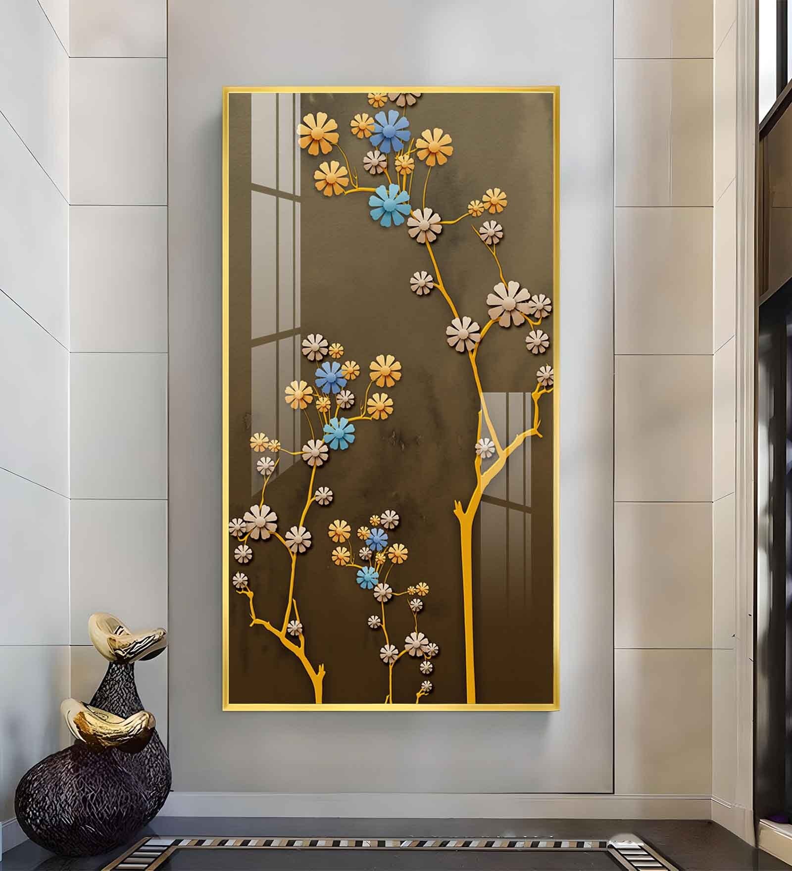 Blossom Mural Glass Finish Vertical Wall Art