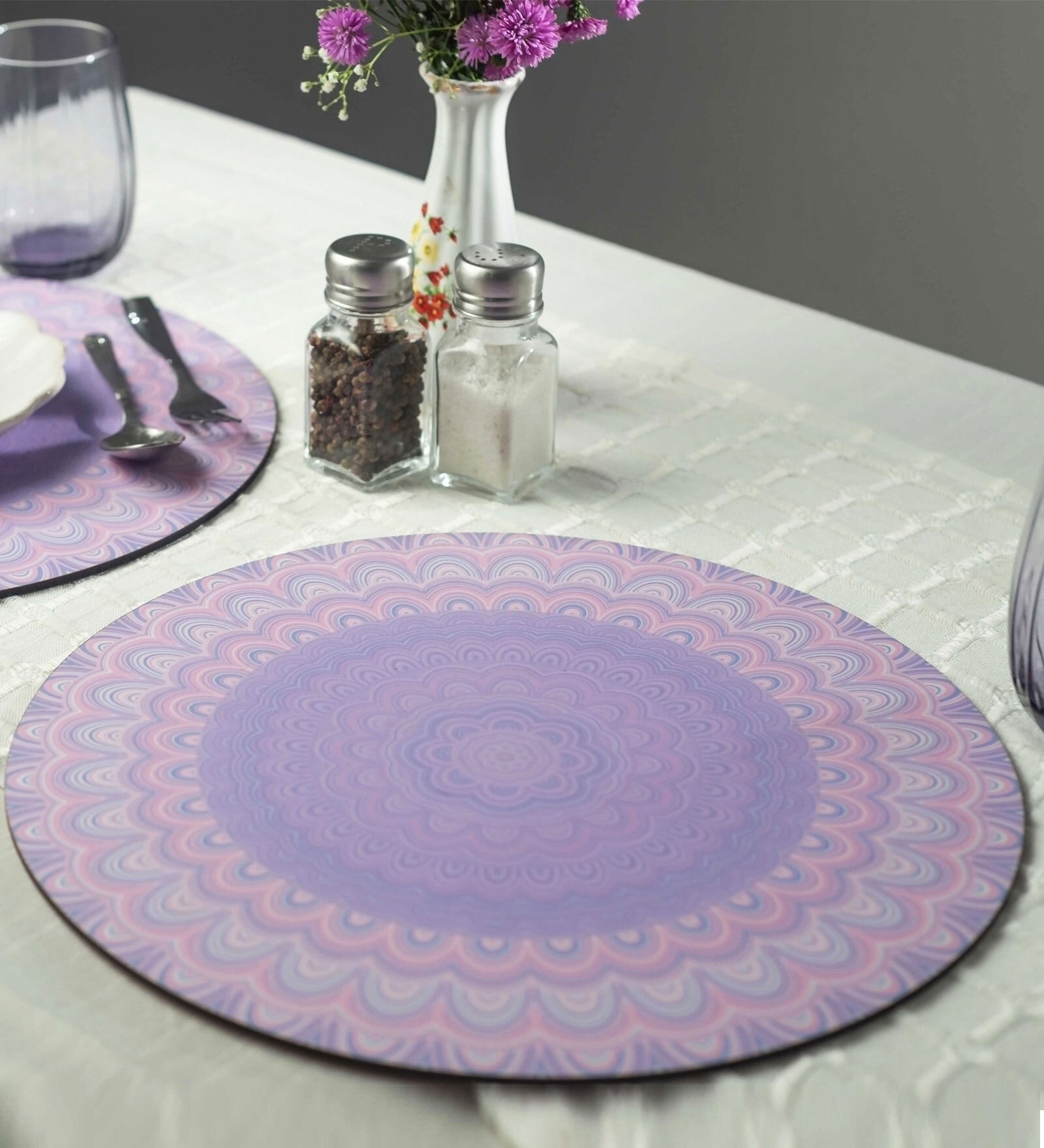 Blossoms Purple Handcrafted MDF (Set of 6) Placemat
