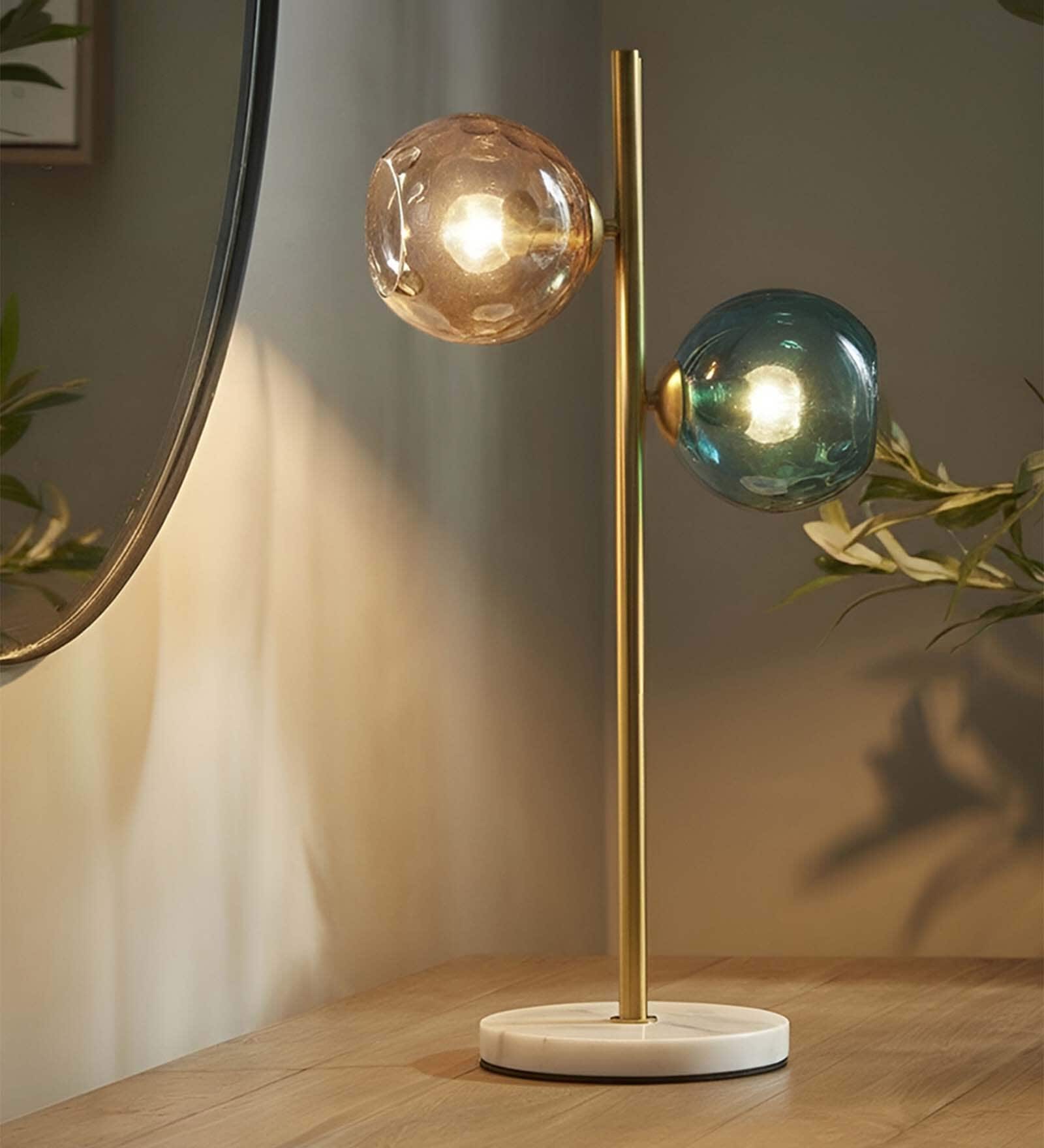 Blue & gold Glass Aurora Duo Globe Lamp