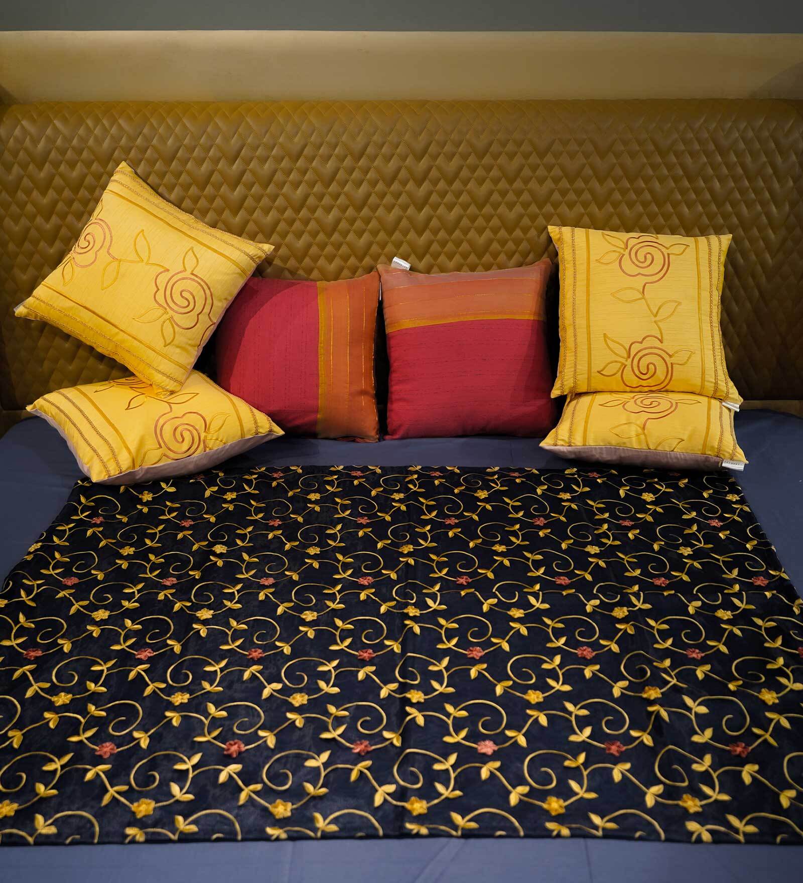 Blue   Upcycled from sheer waste fabric and cotton Bed Throws  Collection